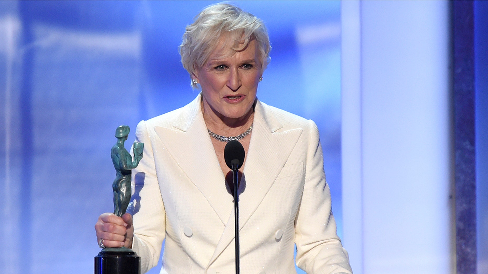 Glenn Close accepts the award for outstanding performance by a female actor in a leading role for "The Wife" at the 25th annual Screen Actors Guild Awards.