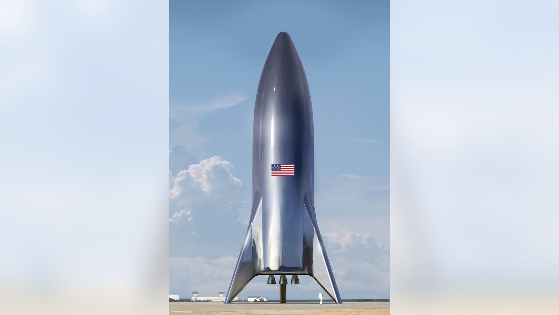 Artist's illustration of the "hopper" test-flight version of SpaceX's Starship vehicle, shared via Twitter by company founder and CEO Elon Musk on Jan. 5, 2019.