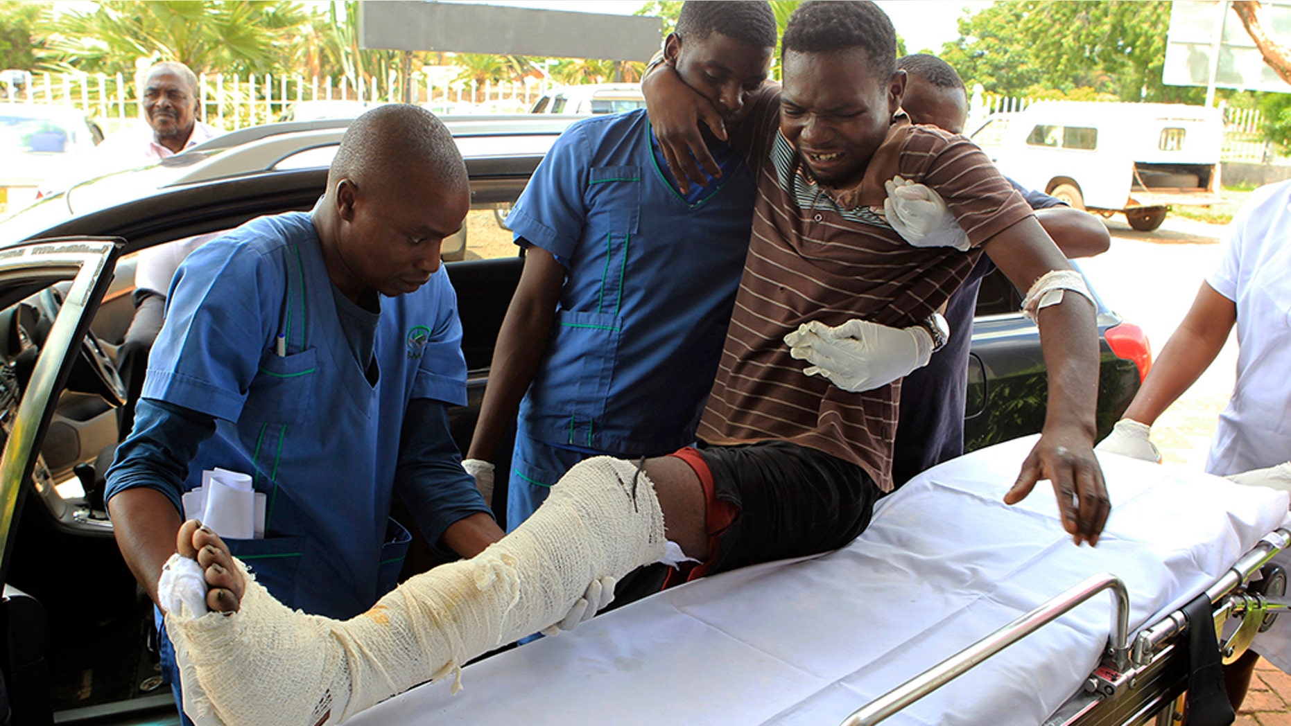 An injured man received assistance at a hospital Thursday after an alleged assault by a group of uniformed soldiers in Harare, Zimbabwe. Zimbabwe on Friday faced an internet shutdown after a violent crackdown on people protesting a dramatic fuel price increase.