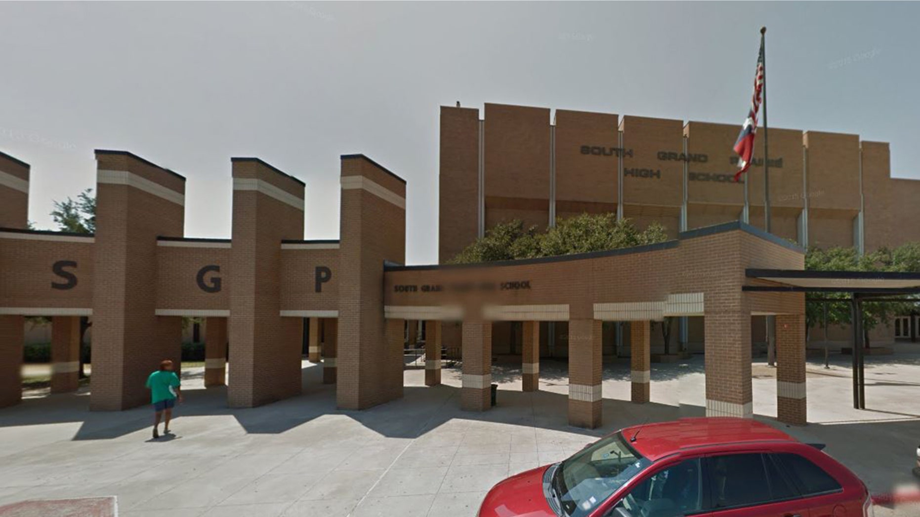 A street view image of South Grand Prairie Early College High School in Texas.