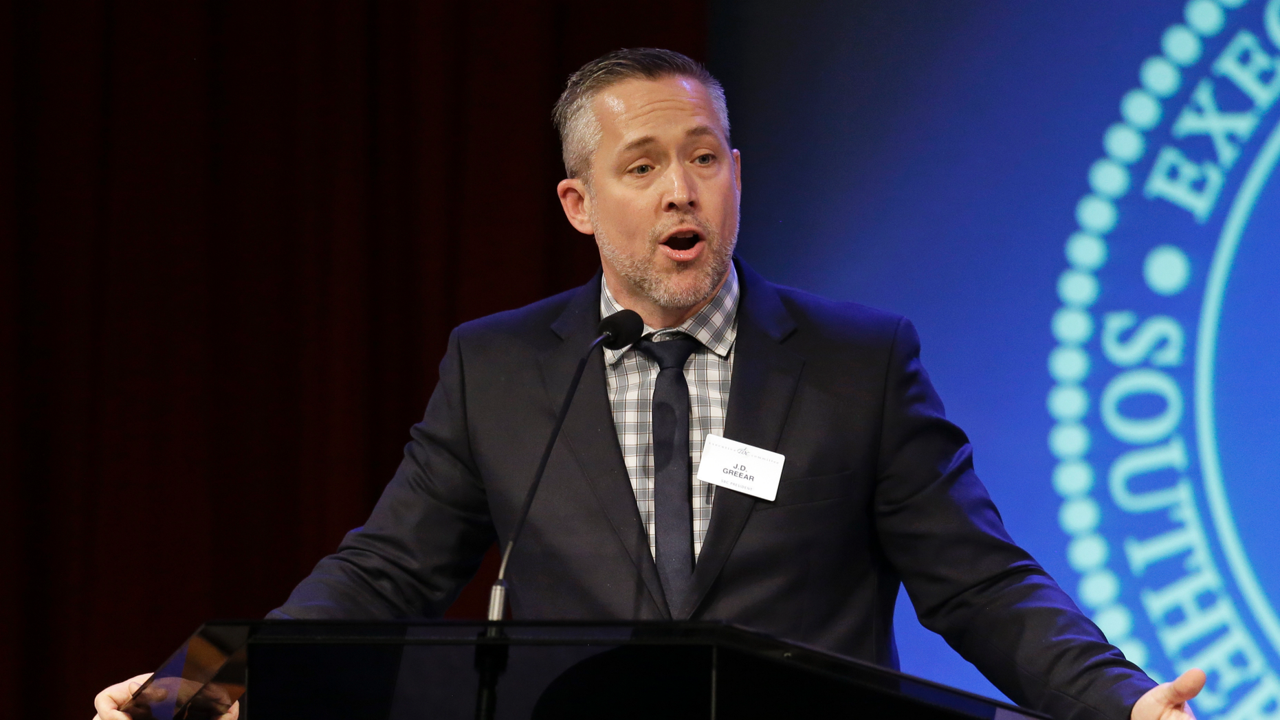 Southern Baptist Convention President JD Greear addressed the confession executive committee on Monday, Feb. 18, 2019, in Nashville, Tenn., Talking about plans to solve the problem. (AP Photo / Mark Humphrey)
