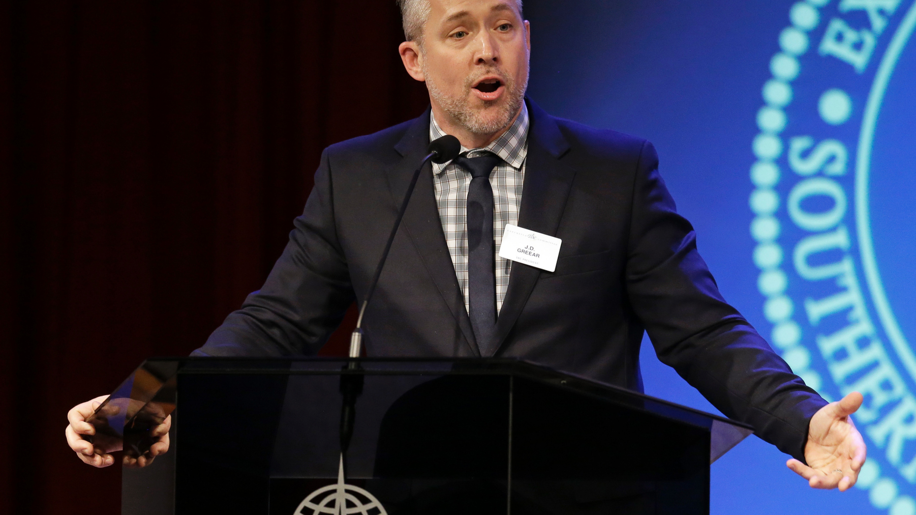 Southern Baptist Convention President JD Greear addressed the confession executive committee on Monday, Feb. 18, 2019, in Nashville, Tenn., Talking about plans to solve the problem. (AP Photo / Mark Humphrey)