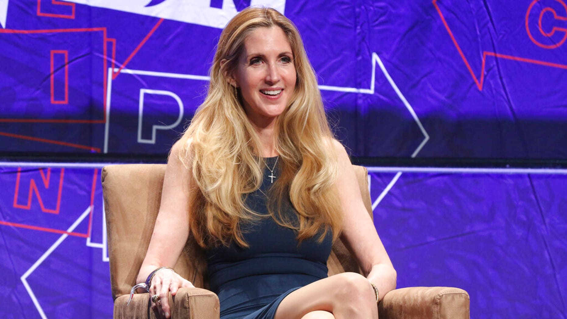 FILE: Ann Coulter participates in the "AAA: Ask Ann Anything" panel at Politicon in Los Angeles.