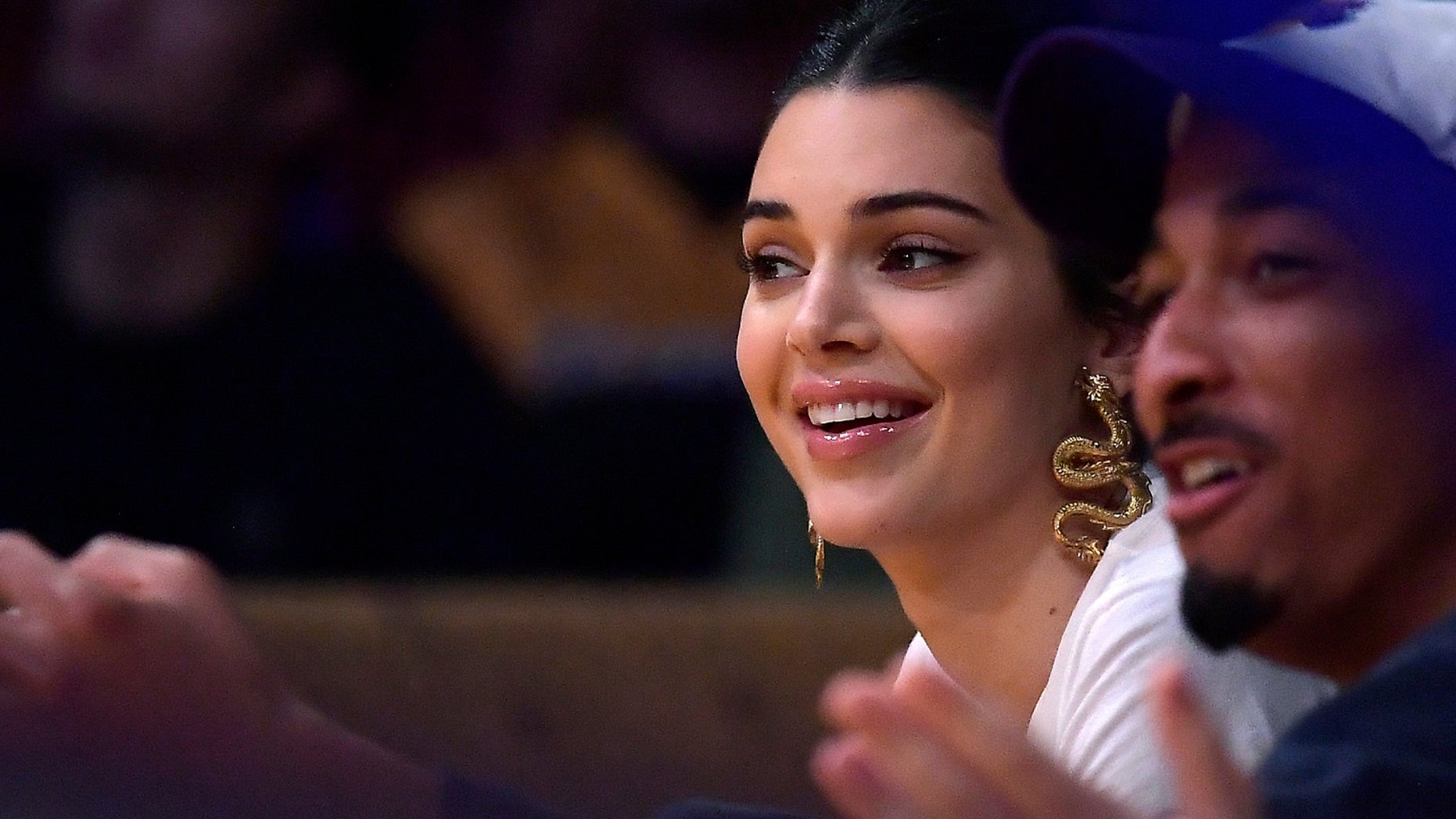 Kendall Jenner during the Lakers v. 76ers game on Tuesday, Jan. 29, 2019.