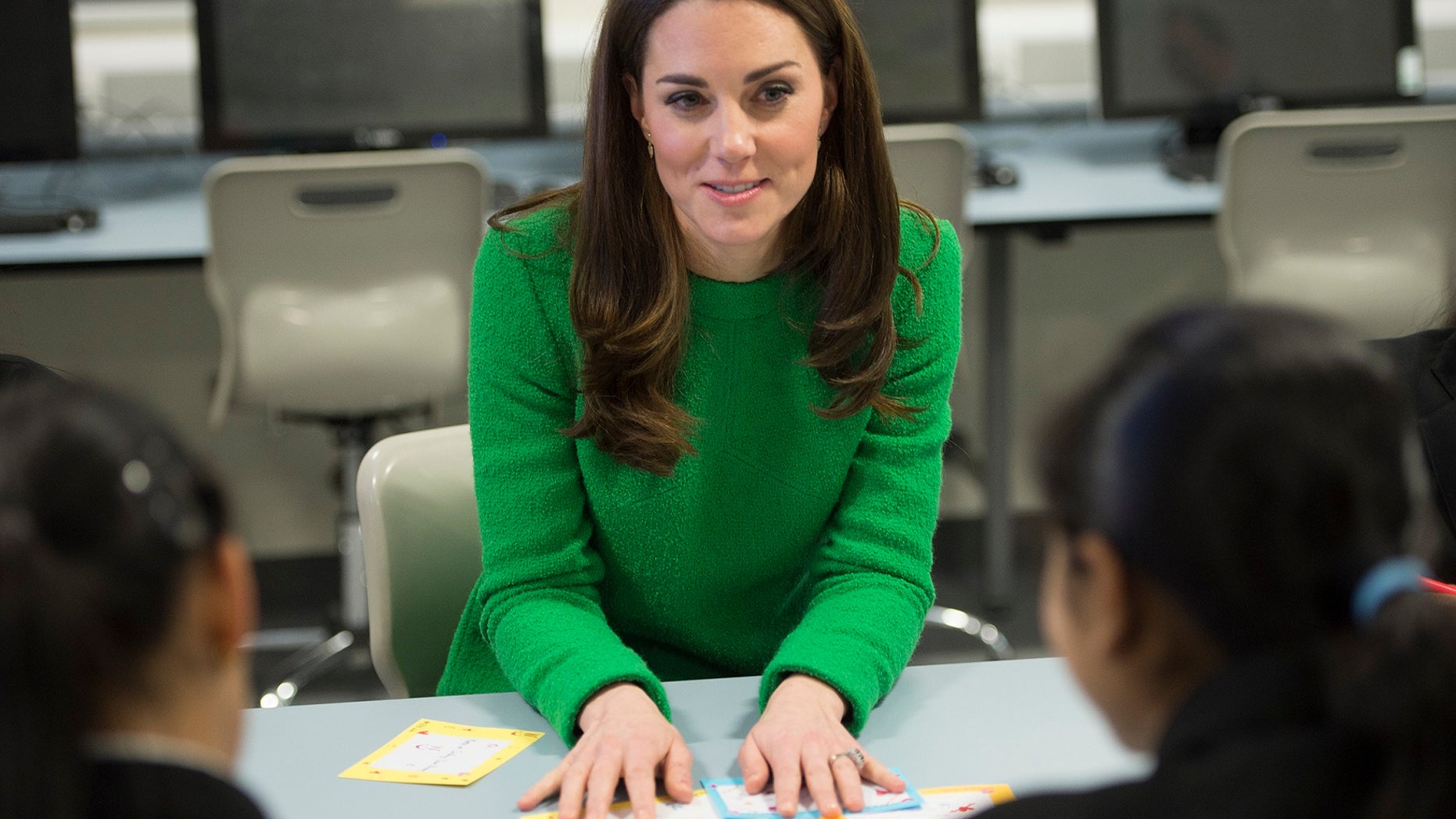 Britain's Kate, Duchess of Cambridge visits Alperton Community School in London, Tuesday Feb. 5, 2019.
