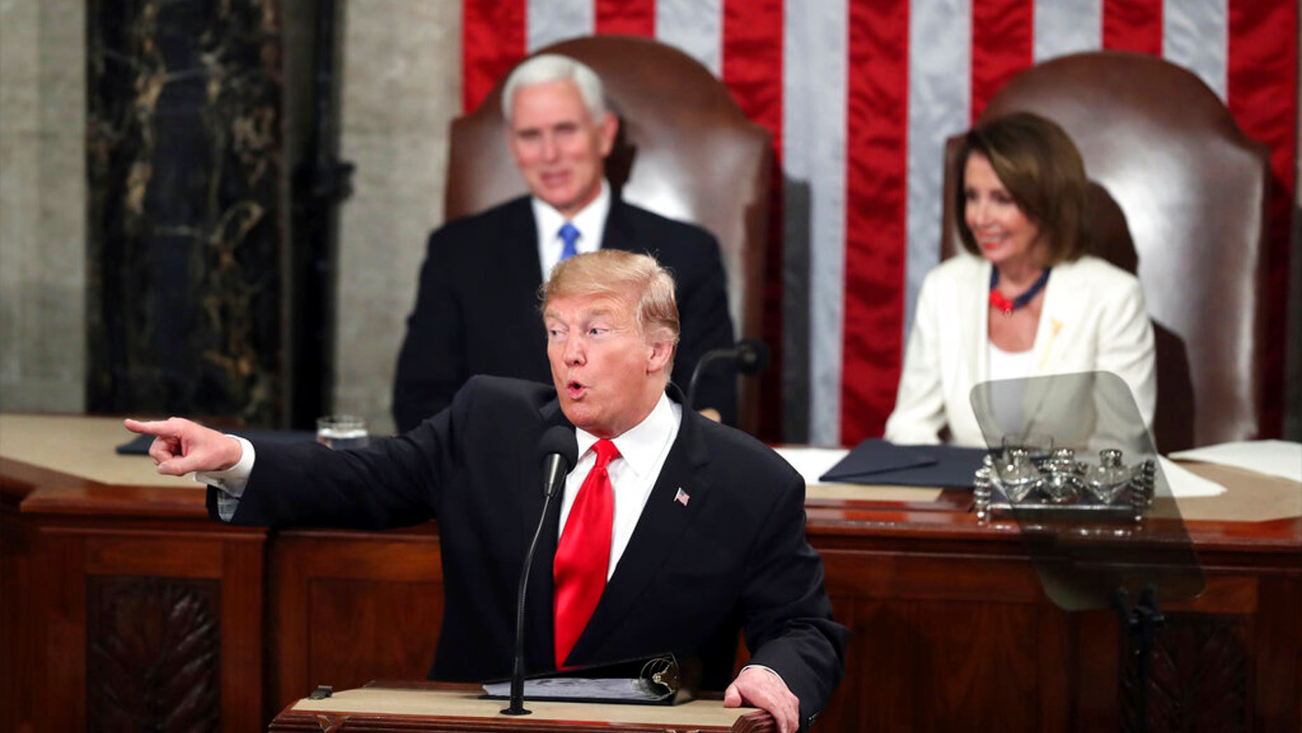 President Trump delivering his State of the Union address Tuesday. (AP Photo/Andrew Harnik)