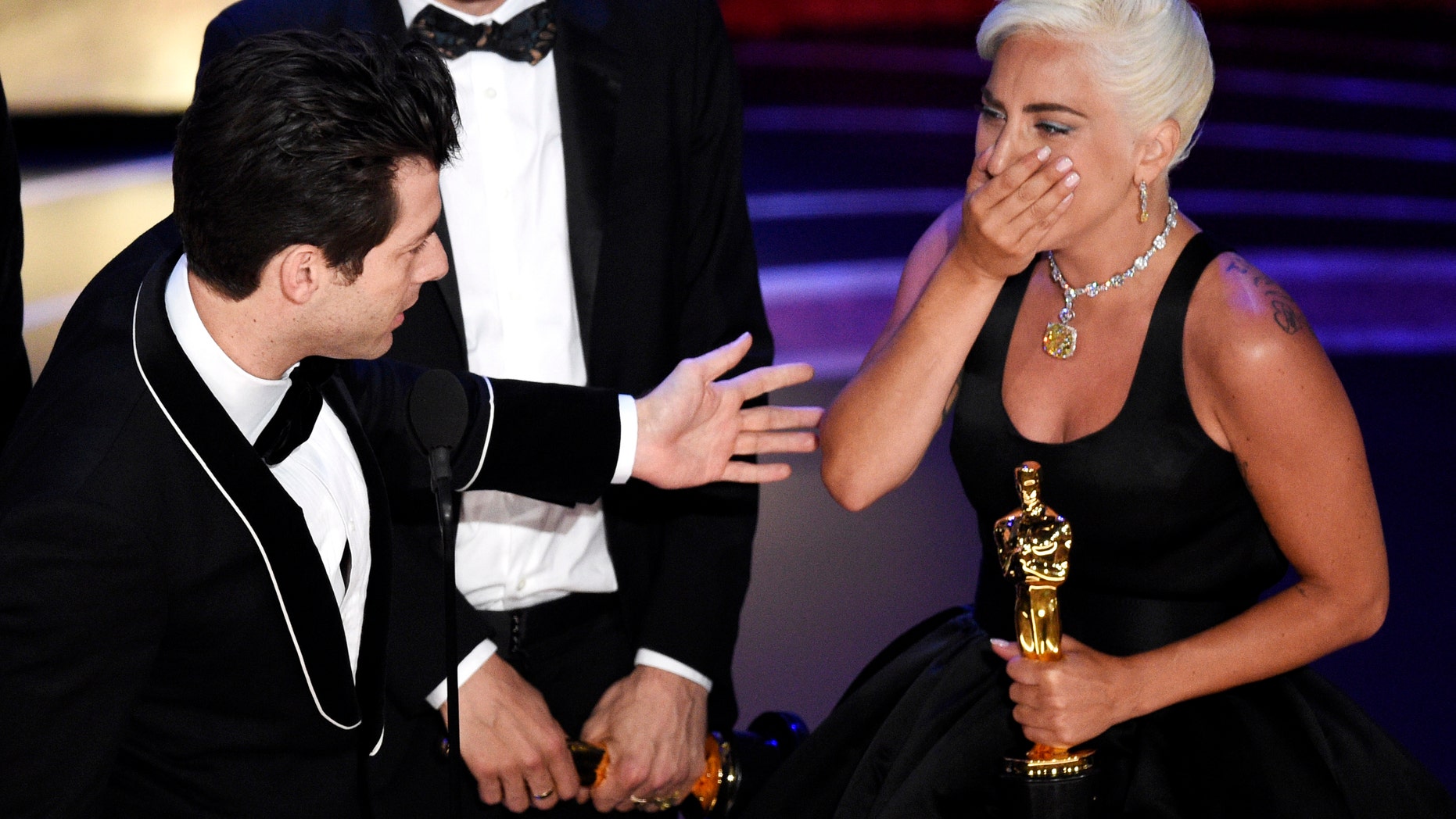 Lady Gaga took home her first Oscar for her song in "A Star Is Born."