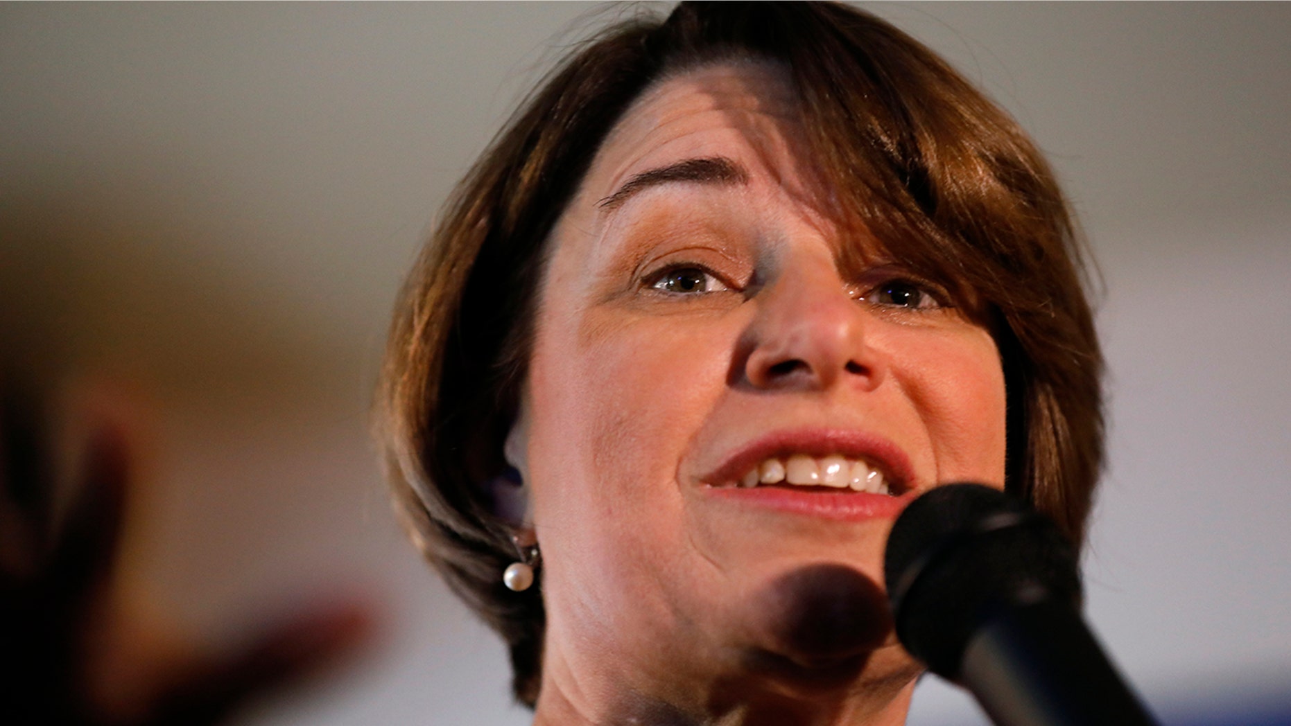 U.S. Sen. Amy Klobuchar, D-Minn., speaks during a meet and greet with local residents, Saturday, Feb. 16, 2019, in Mason City, Iowa. AP