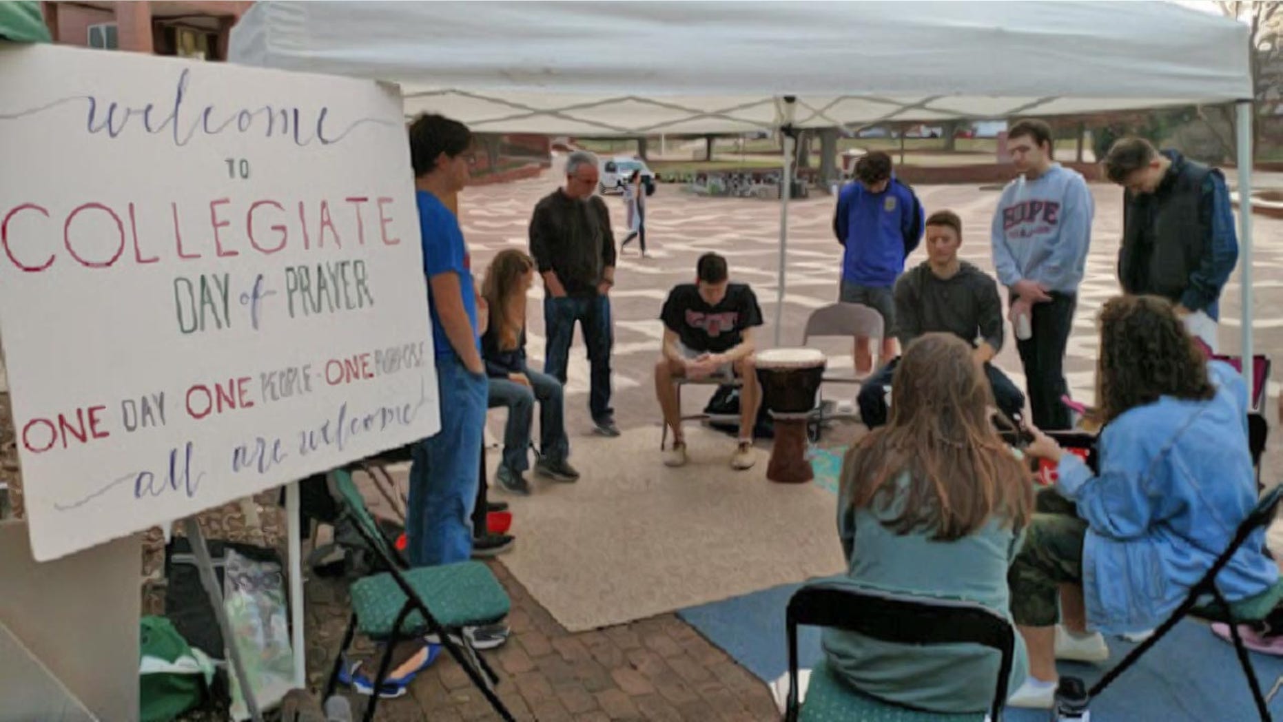 The Collegiate Day of Prayer tent at North Carolina State. The day of prayer is expected to bring hundreds of thousands of college students and community members together praying for a "student awakening" on campuses across the nation.
