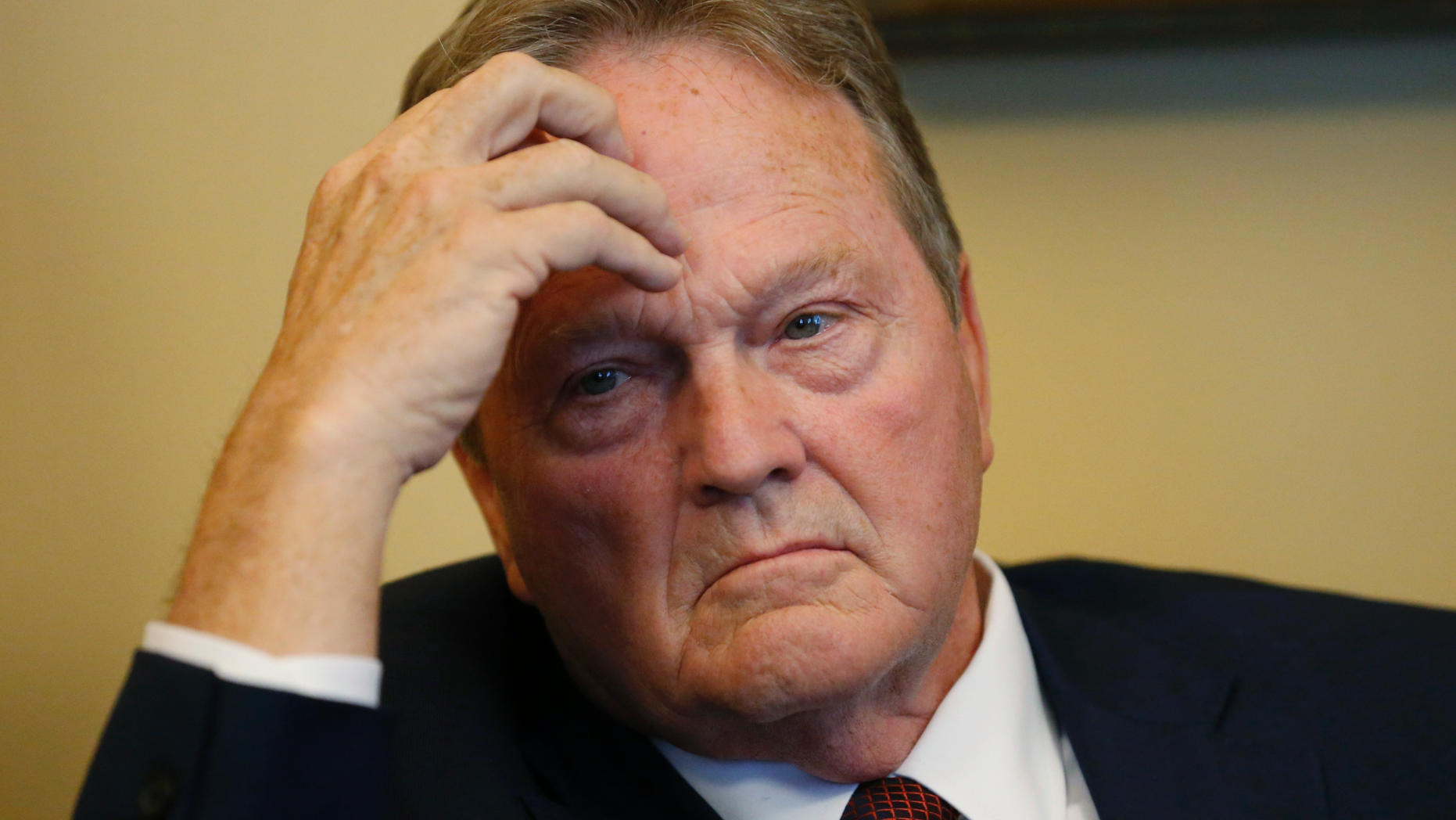 In this Jan. 28, 2019, photo, Republican Sen. Jerry Stevenson, looks on during a news conference, in Salt Lake City. The state Senate easily passed a measure on Tuesday, Feb. 26, 2019 that would bring it in line with most other states in doing away with low-alcohol beers. It now goes to the House, where it's expected to face more opposition. (AP Photo/Rick Bowmer)