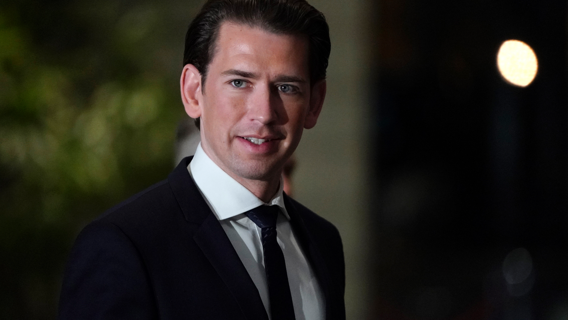 Austrian Chancellor Sebastian Kurz arrives at Japanese Prime Minister Shinzo Abe's official residence before his meeting in Tokyo, Feb. 15, 2019. Chancellor Kurz is on a three-day visit to Japan. (Franck Robichon/Pool Photo via AP)