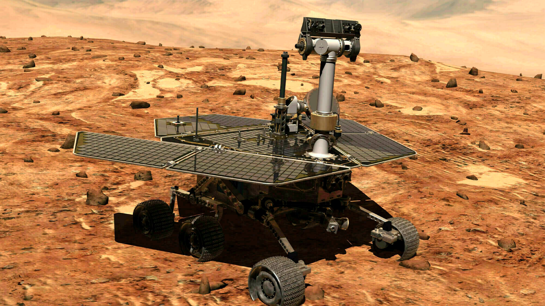 FILE - This illustration made available by NASA shows the rover Opportunity on the surface of Mars.