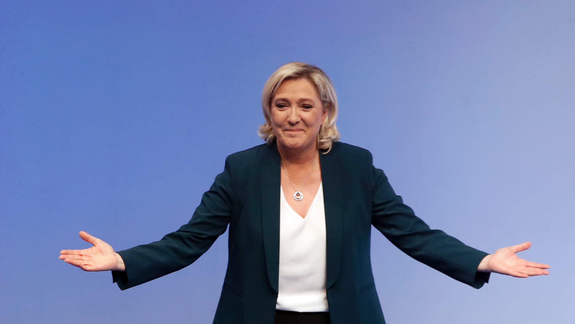 FILE In this Jan. 13, 2019 file photo, French far-right leader Marine le Pen arrives for a campaign meeting in Paris. Where once she felt isolated, French far-right leader Marine Le Pen feels she is now part of a crowd, populist parties on the rise around Europe that can make new inroads in European elections less than 100 days away _ and start to restructure the EU from within. (AP Photo/Christophe Ena, File)