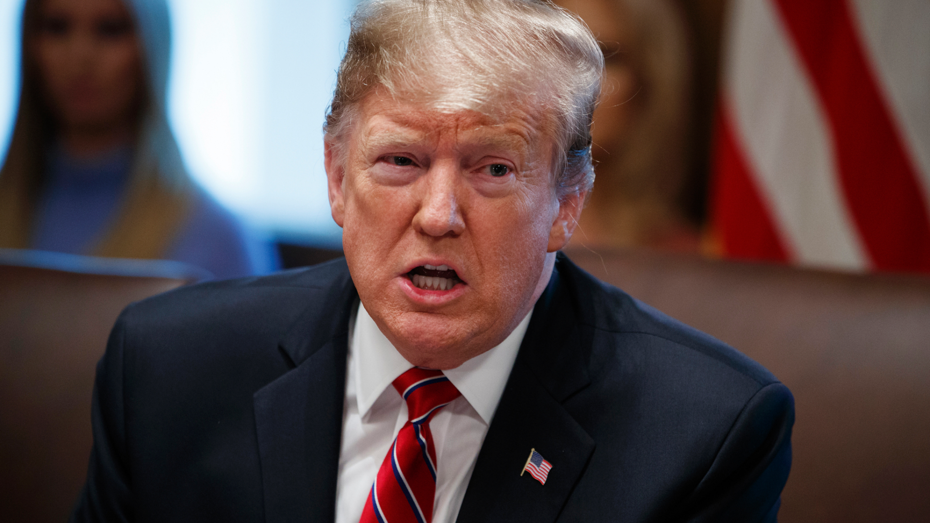 FILE - In this Tuesday, Feb. 12, 2019, file photo, President Donald Trump speaks during a cabinet meeting at the White House in Washington. The Senate resoundingly approved a border security compromise Thursday that ignores most of President Donald Trump's demands for building a wall with Mexico but would prevent a new government shutdown. (AP Photo/Evan Vucci, File)
