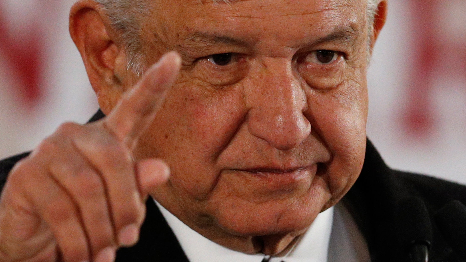 FILE - In this Jan. 9, 2019 file photo, Mexican President Andres Manuel Lopez Obrador gives a press conference in Mexico City. Lopez Obrador said Thursday, Feb. 28, that wages should rise “but we shouldn’t create an atmosphere of labor instability.” He is now trying to close the Pandora’s box of wage demands he helped unleash when he doubled the minimum wage in border areas. (AP Photo/Rebecca Blackwell, File)
