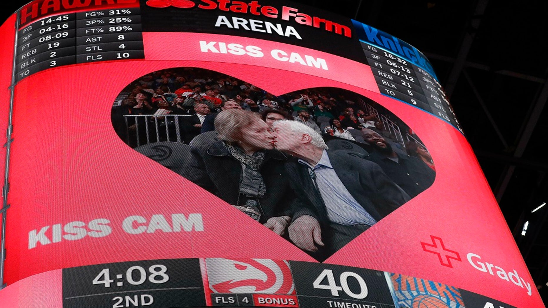 Former President Jimmy Carter and his wife Rosalynn were spotted at the Atlanta Hawks game on Valentine’s Day and warmed hearts after they were featured on the kiss cam.