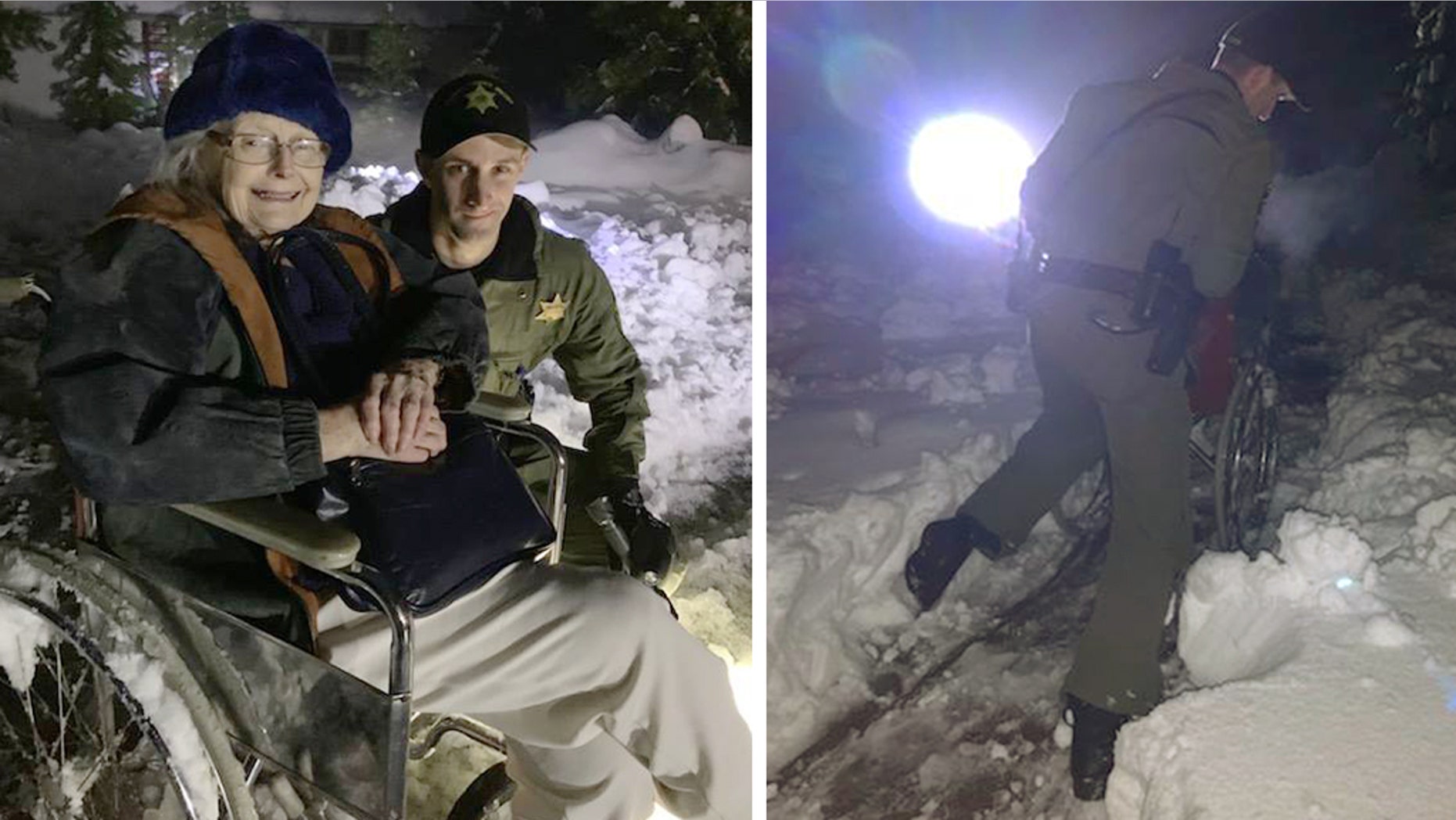 Amador County Sheriff's Deputy Casey Wilson rescued Joan Almstrom from her cold and powerless home on Saturday, officials said.