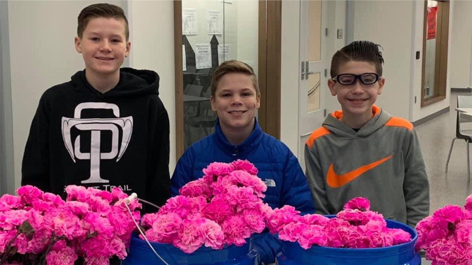 A group of young boys in Kansas reportedly had a Valentine’s Day surprise for each female at their middle school on Thursday.