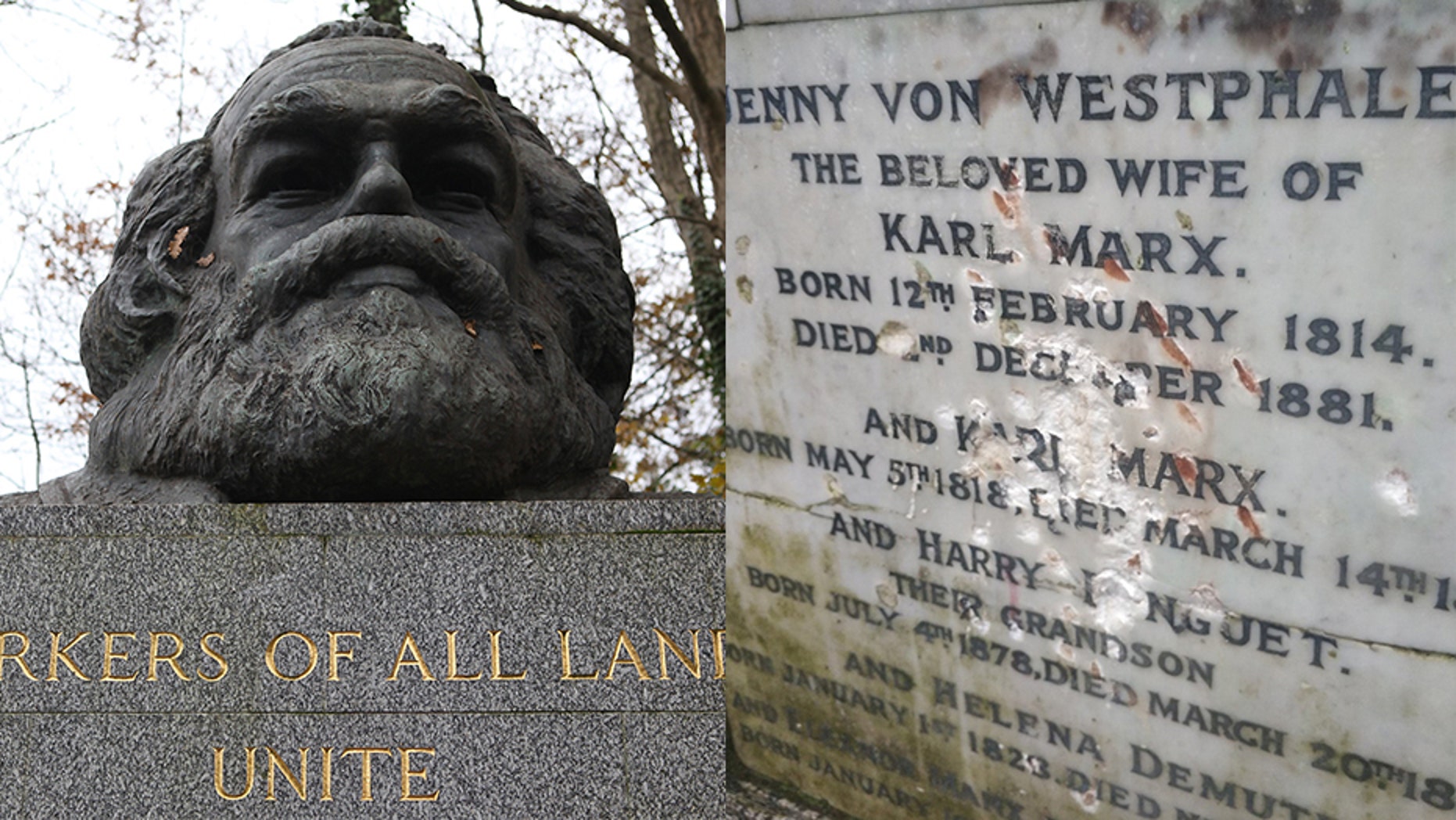 Karl Marx grave in London damaged in act of ‘mindless’ vandalism