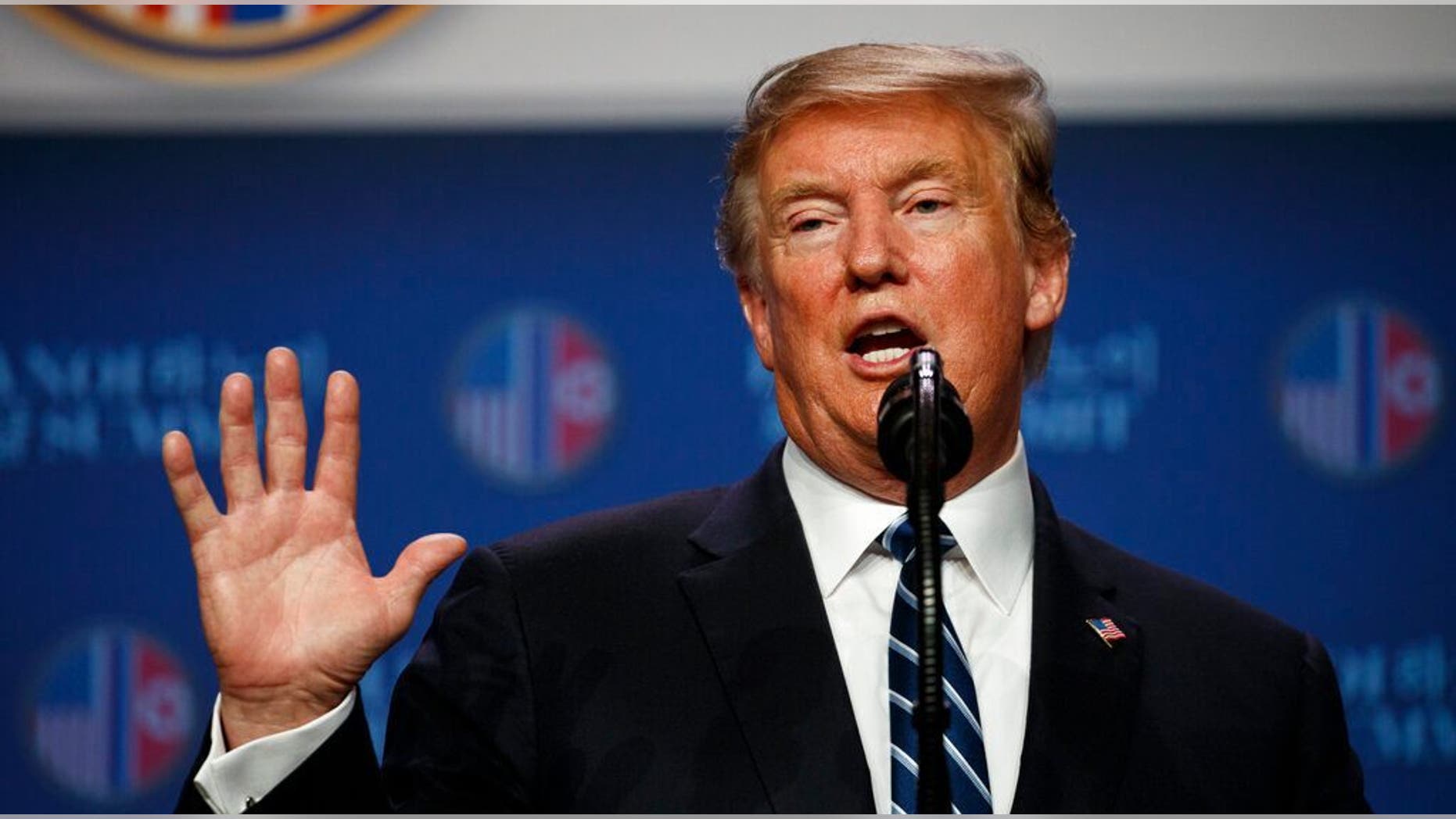 President Donald Trump speaks during a news conference after a summit with North Korean leader Kim Jong Un, Thursday, Feb. 28, 2019, in Hanoi. (AP Photo/ Evan Vucci)