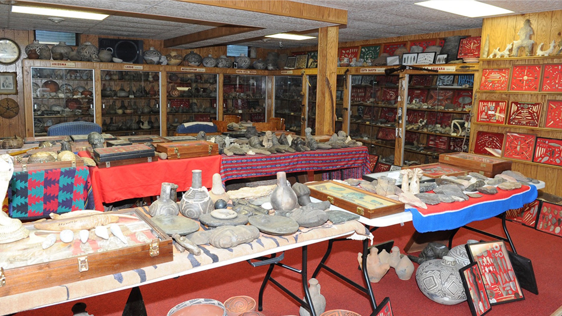 The artifacts exhibited at Donald C. Miller's in Waldron, Indiana. 