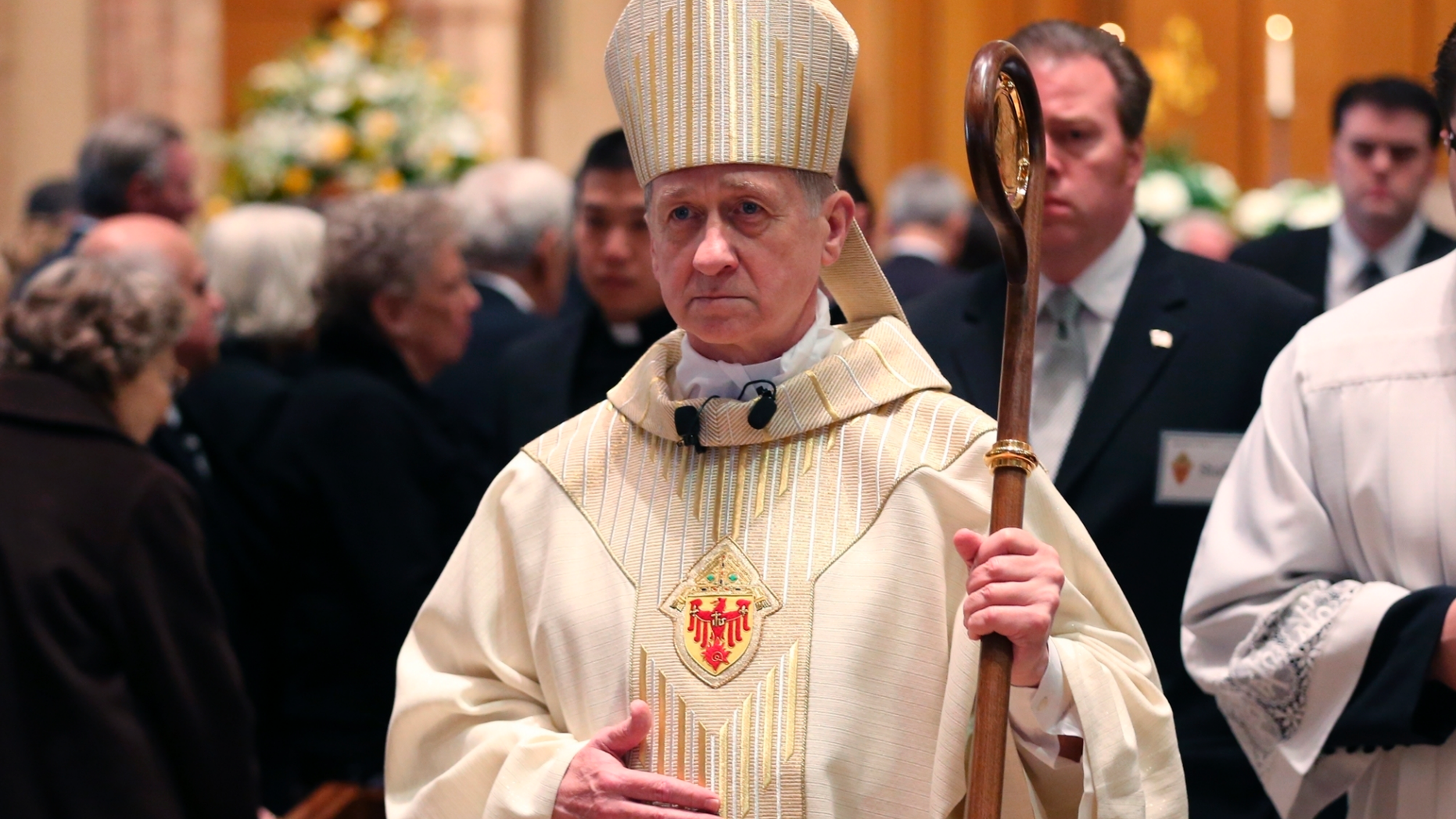 FILE - In this April 23, 2015 file photo, Chicago Archbishop Blase Cupich processes from Holy Name Cathedral following the funeral Mass of Cardinal Francis George in Chicago. The Chicago archbishop helping to organize next week's summit of the world's bishops at the Vatican says he expects it to make "significant progress" in responding to the sex abuse scandal that's riven the church. (Chris Walker/Chicago Tribune via AP, Pool, File)