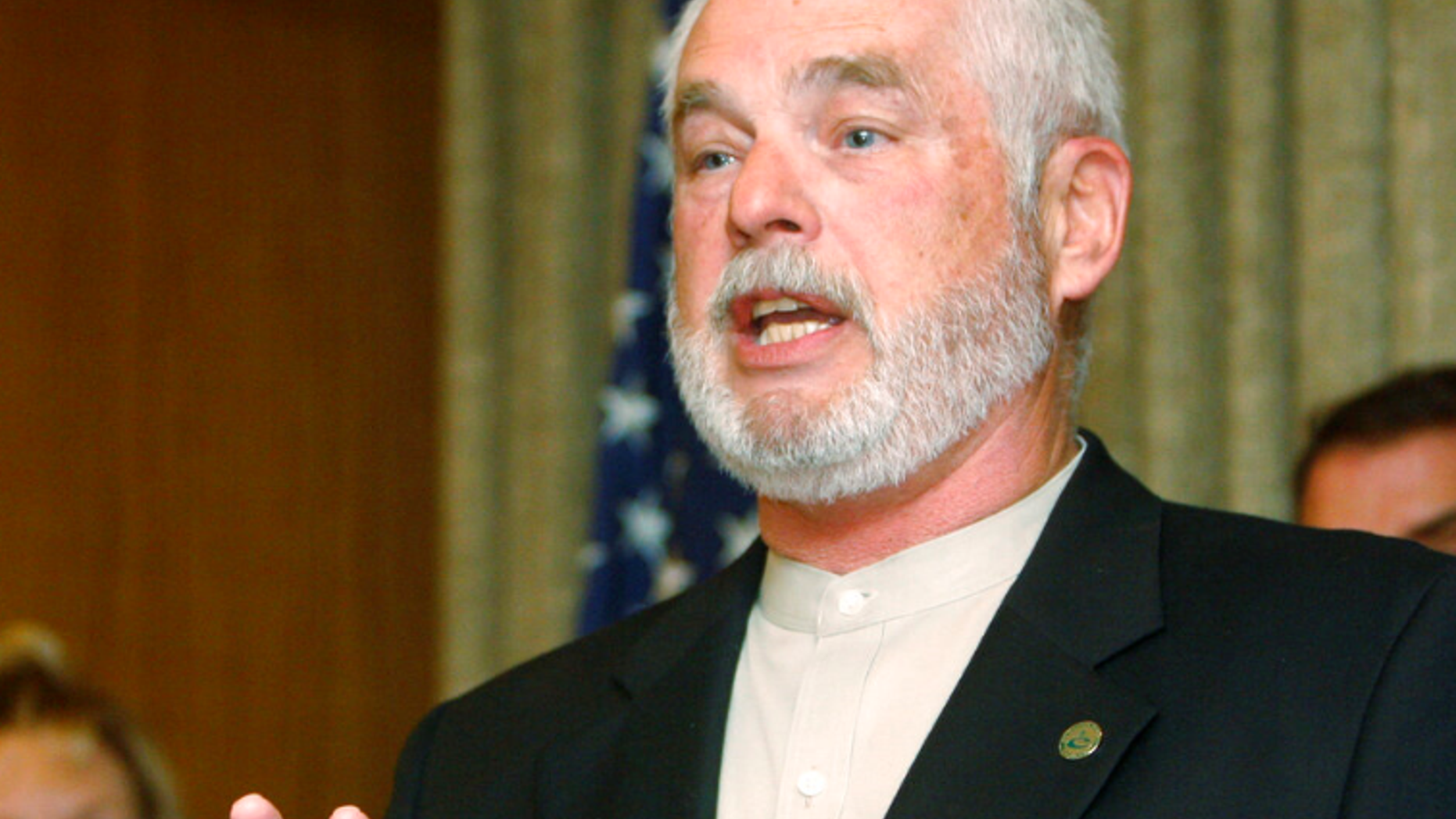 FILE: Charles Lamb, Mayor Pro Tem and Council Member for the city of Edmond, Okla., answers a question at a news conference in Oklahoma City.