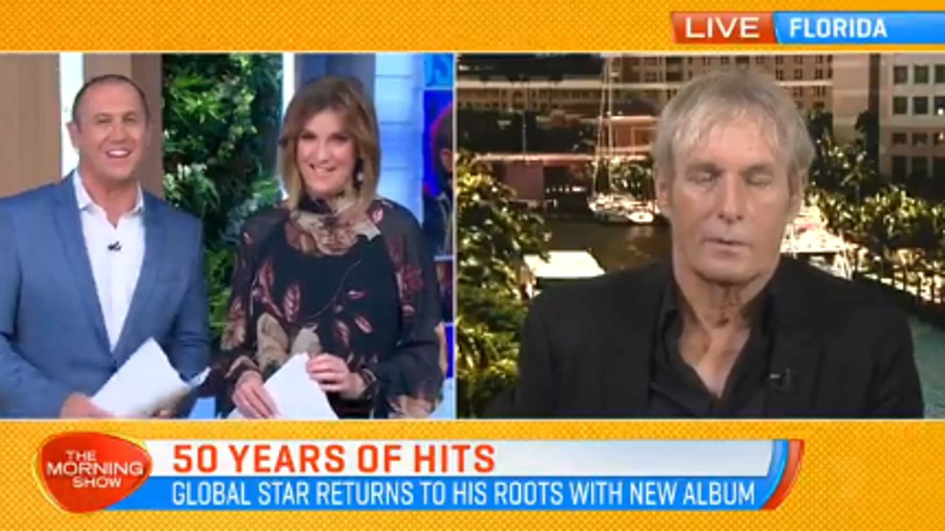Michael Bolton appears to fall asleep during live TV interview, blames 