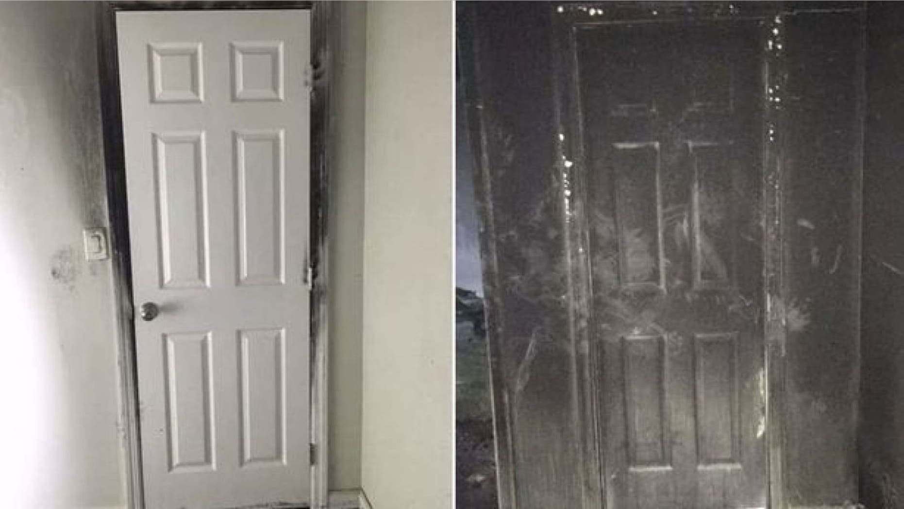The photos show the inside of the door (left) and outside (right).
