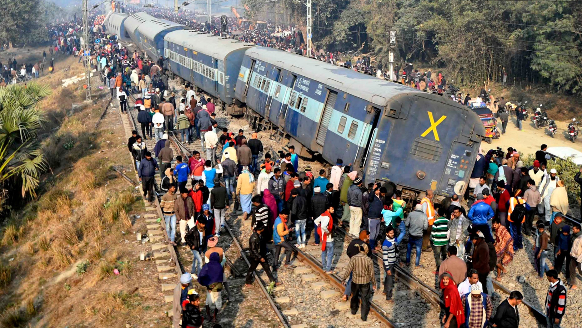 Image result for Train derails killing seven persons in India