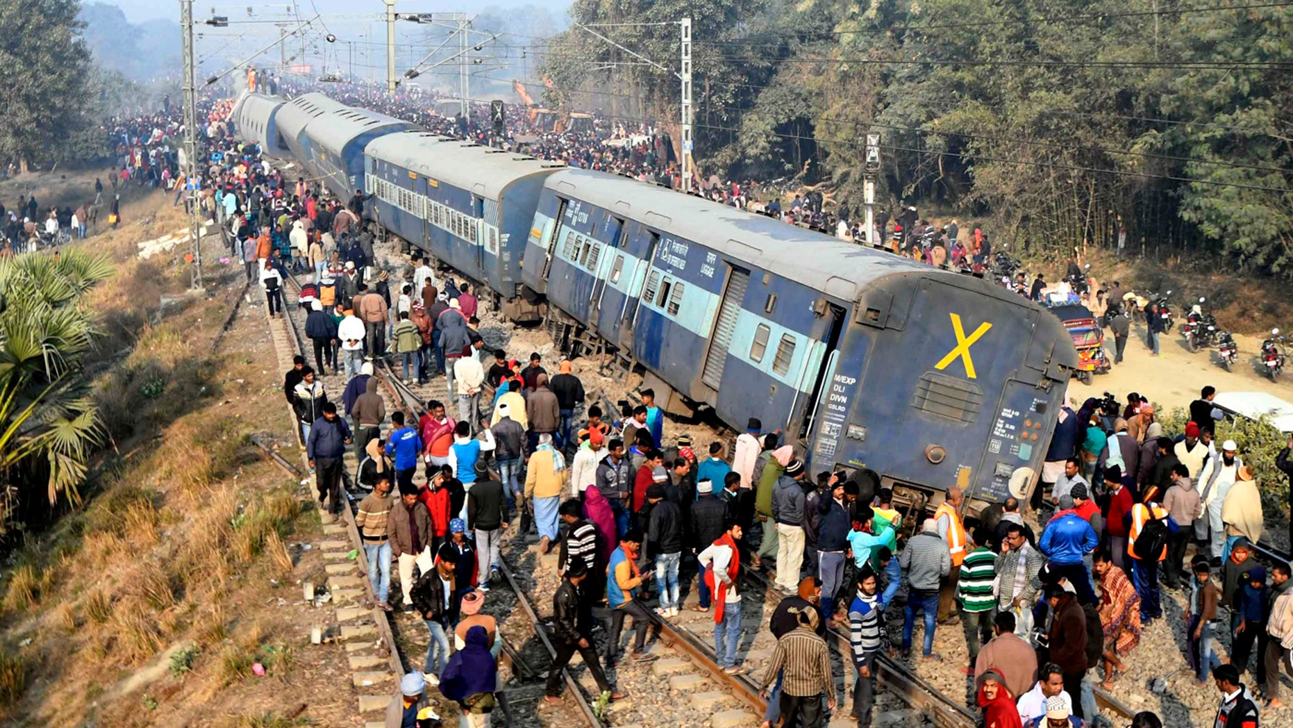 Image result for Train derails killing seven persons in India