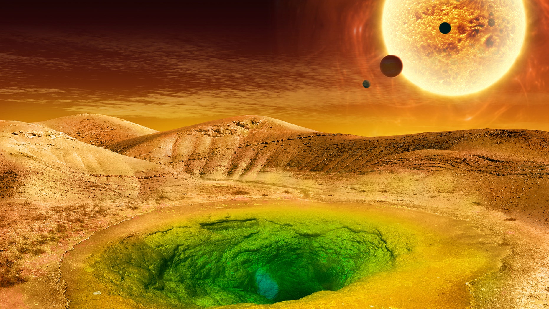 This image is an artist's conception of what life on the surface of a distant planet might look like. (Credit: NASA)