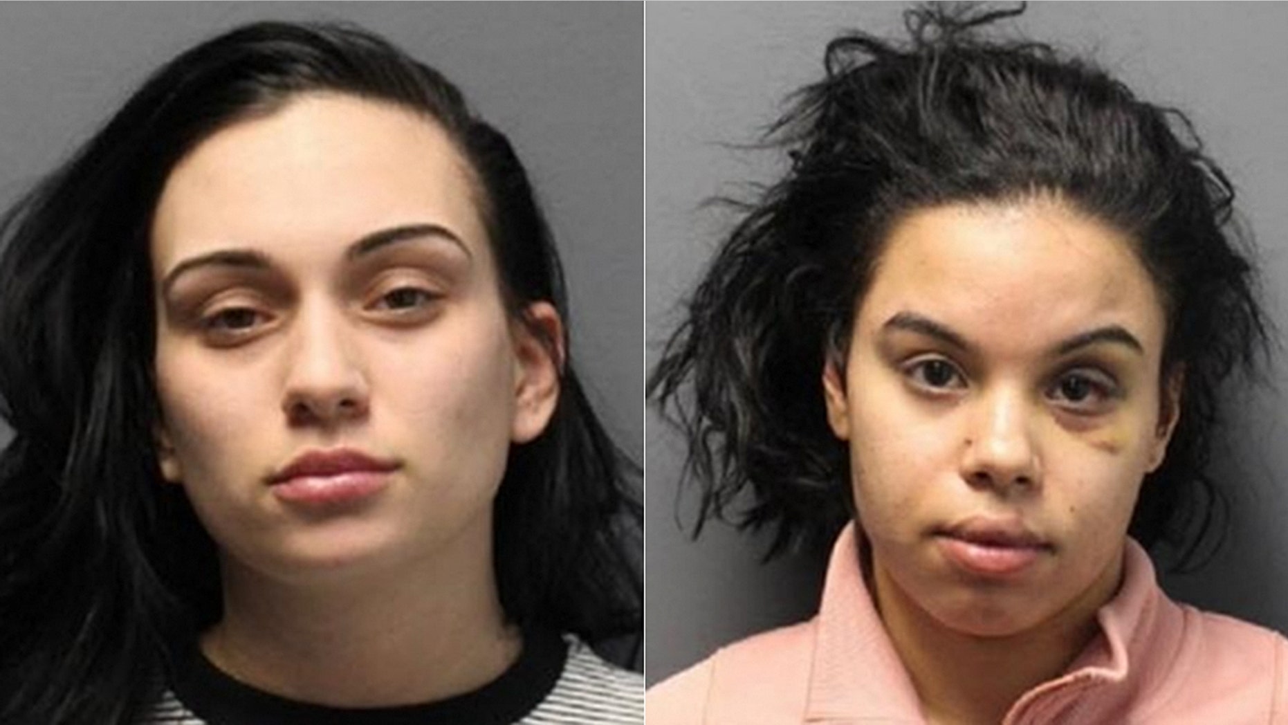Mug shots for Melissa Dacier, 22, of Providence, (l.), and Neish Rivera, 25, of Pawtucket, who have been accused of stealing an off-duty Boston cop's gun during a night out last weekend.