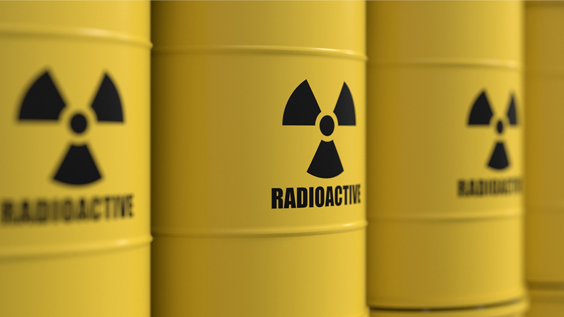 Yellow barrels containing radioactive material