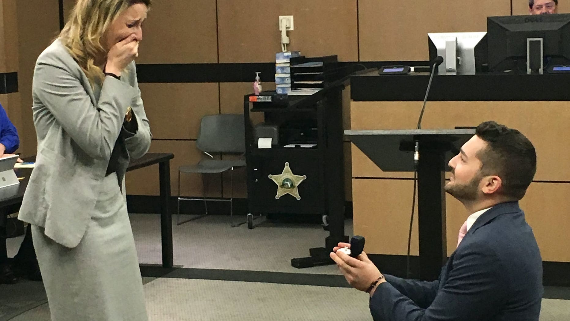 Brandon Dinetz constructed an elaborate fake legal trial at the Palm Beach County Courthouse to propose to his fellow legal-eagle girlfriend Jen
