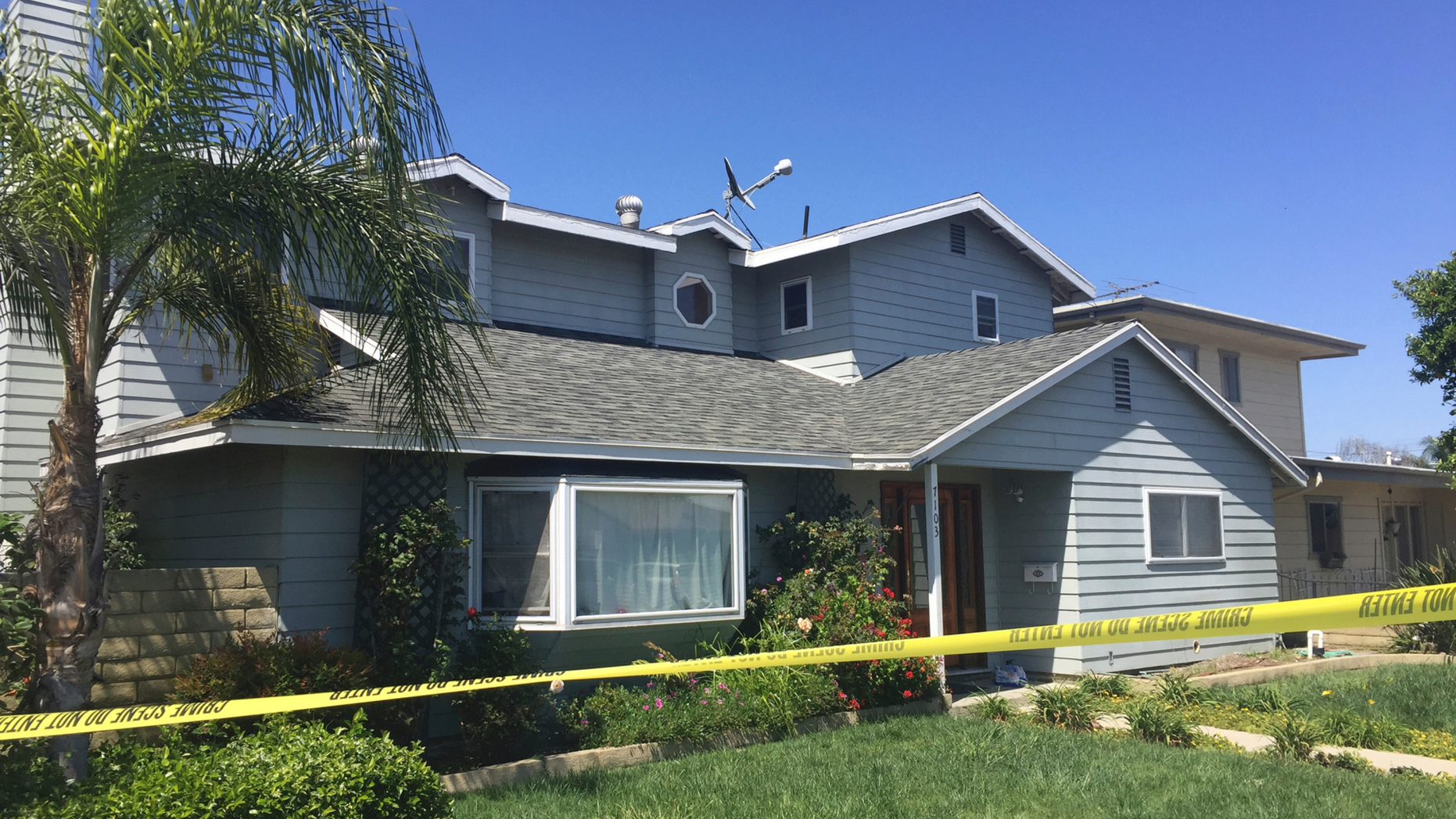 FILE - This May 16, 2018 file photo shows the home occupied by Stephen Beal in Long Beach, Calif. Beal, who was released in 2018 after his arrest on an explosives charge, was arrested Sunday, March 3, 2019, in connection with the May 15 bombing that killed Ildiko Krajnyak in her Orange County spa, said FBI spokeswoman Laura Eimiller. (AP Photo/Amanda Lee Myers, File)