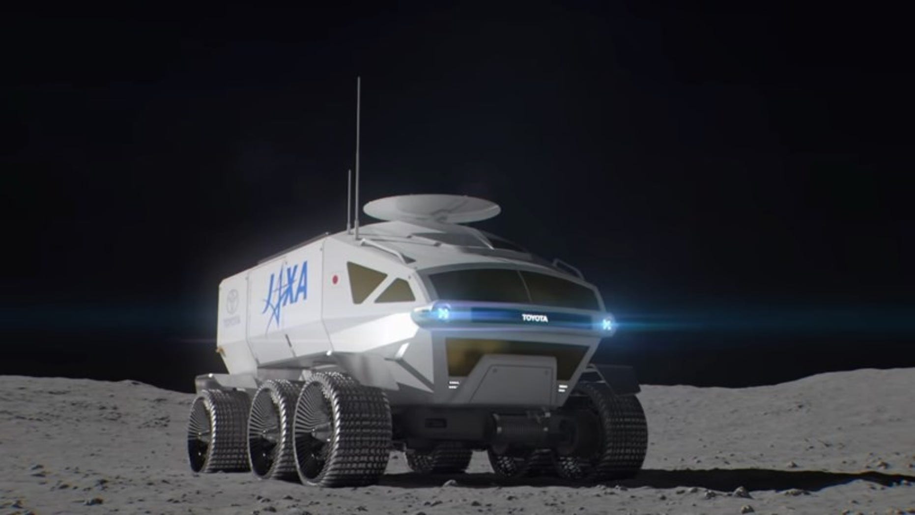 Toyota revealed its plans for a manned pressurized moon rover it hopes to land on the moon in 2029 in collaboration with the Japanese Aerospace Exploration Agency