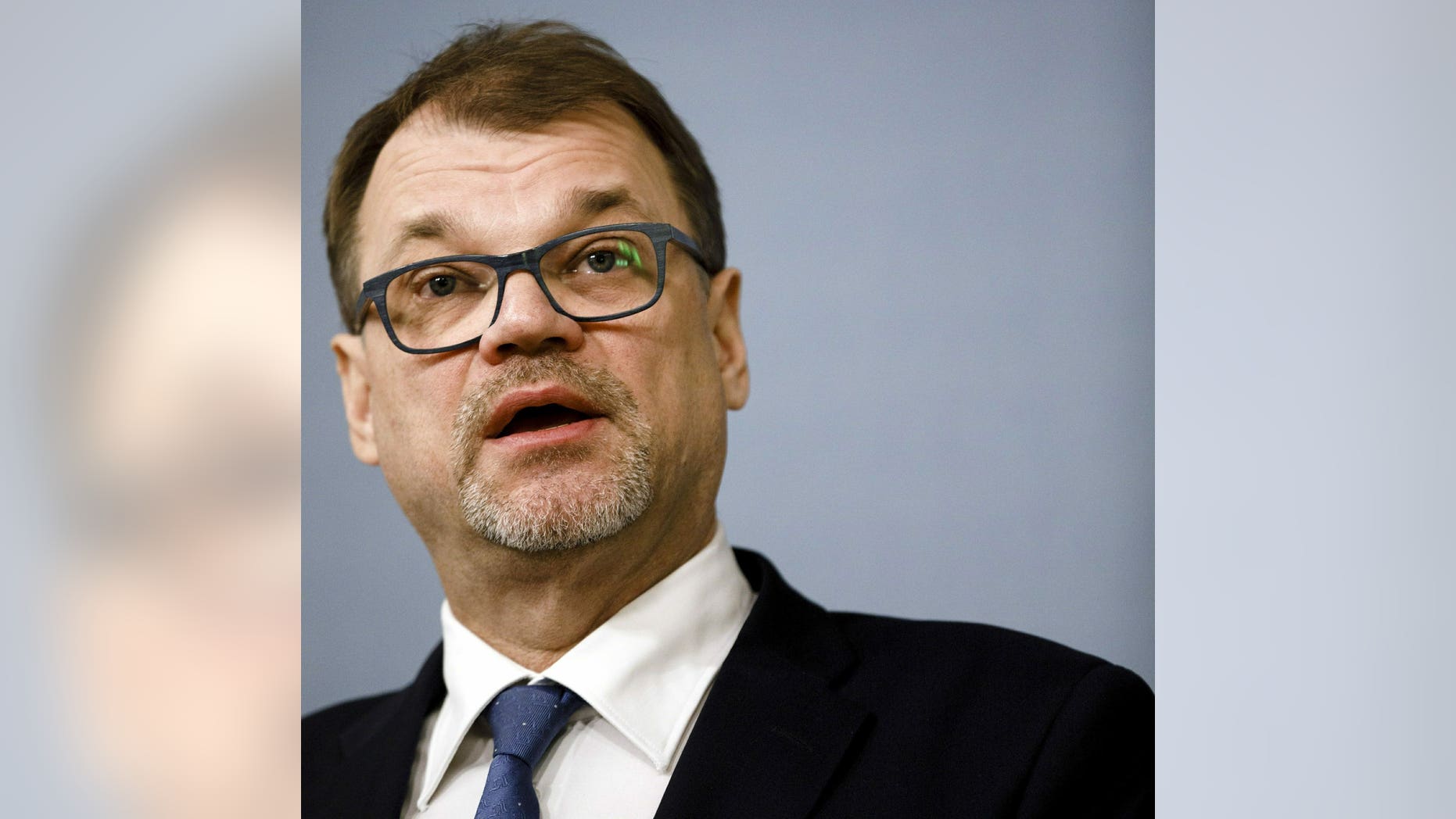 Finnish Prime Minister Juha Sipila announces his cabinet's resignation in a press conference at the prime minister's official residence Kes'ranta in Helsinki, Finland, Friday, March 8, 2019. Sipila's center-right government resigned Friday after failing to push through a planned social and health reform.