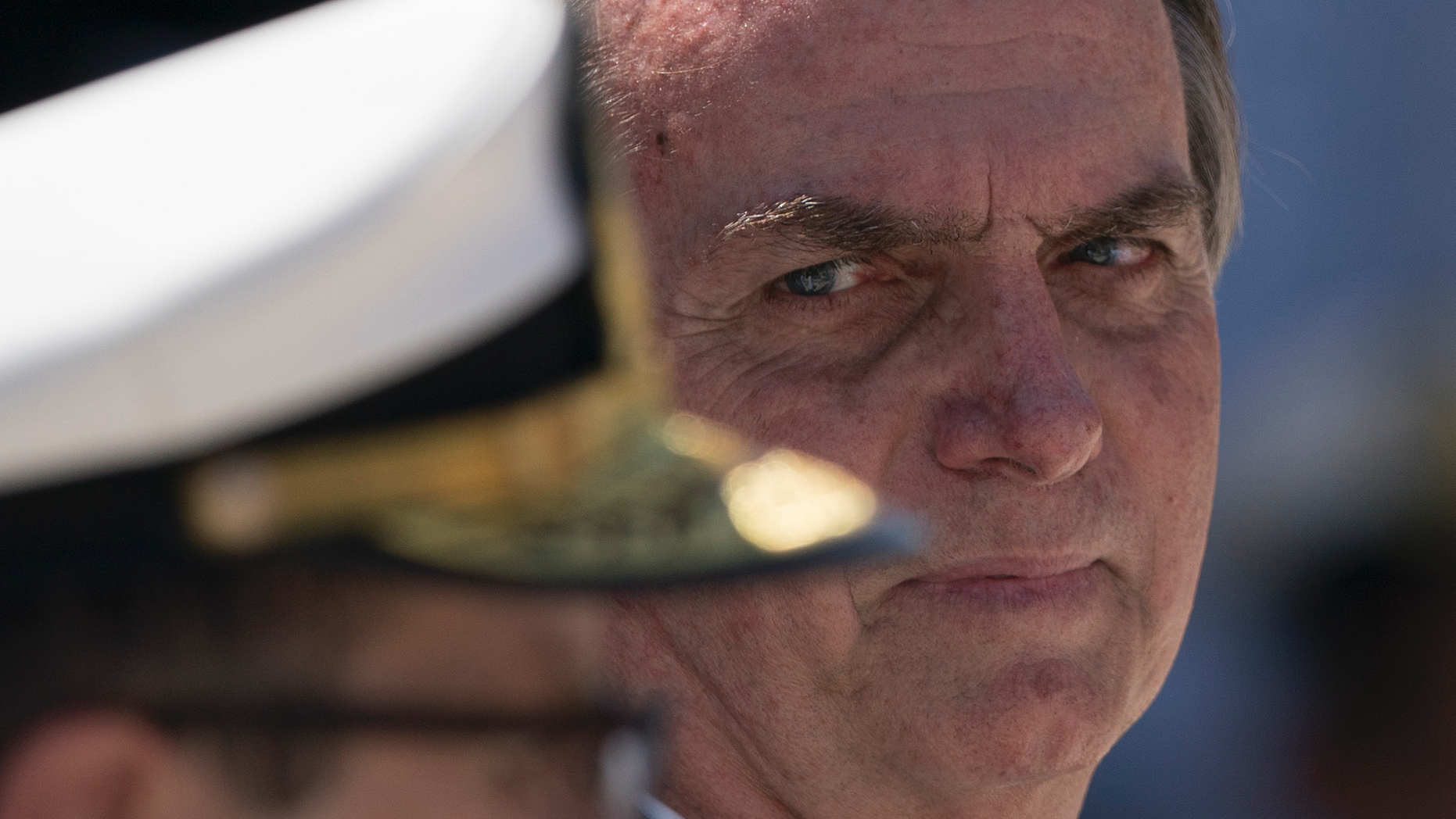 Brazil's President Jair Bolsonaro attends a ceremony marking the 211th anniversary of Brazilian Marine Corps in Rio de Janeiro, Brazil, Thursday, March 7, 2019. (AP Photo/Leo Correa)