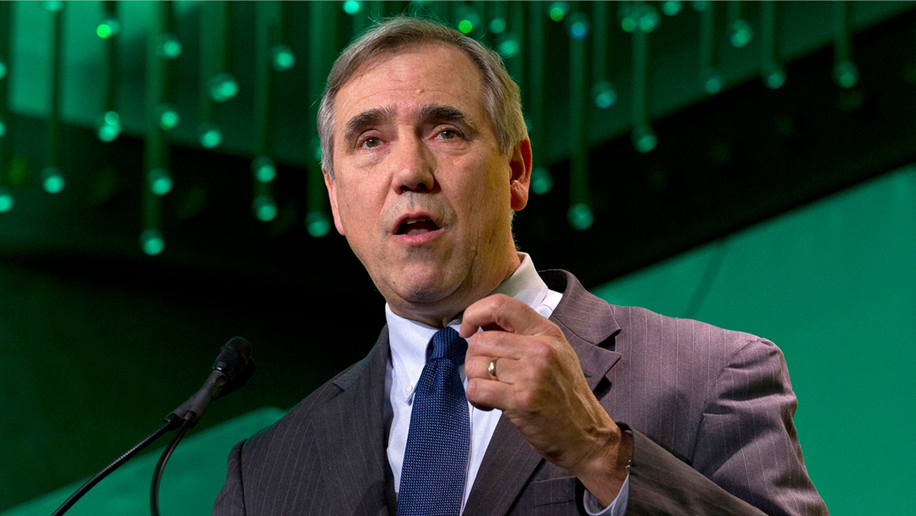 In this Jan. 24, 2019 file photo, Sen. Jeff Merkley, D-Ore., speaks during the U.S. Conference of Mayors meeting in Washington. (AP Photo)