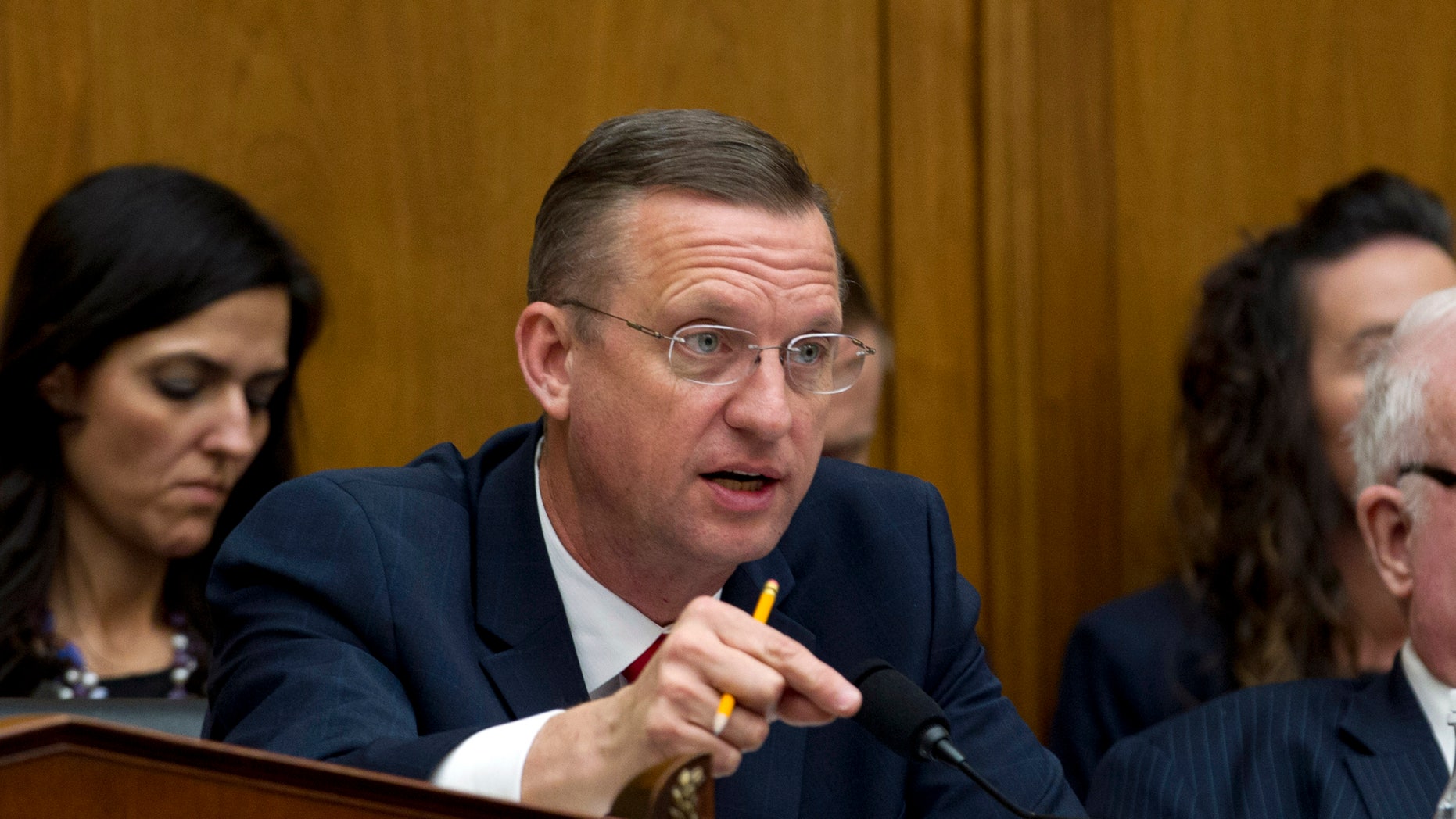 House Judiciary Committee Ranking Member Rep. Doug Collins, R-Ga. speaks during the House Judiciary Committee on the Trump administration's separation policy involving migrant families on Capitol Hill in Washington, Tuesday, Feb. 26, 2019. (AP Photo/Jose Luis Magana)