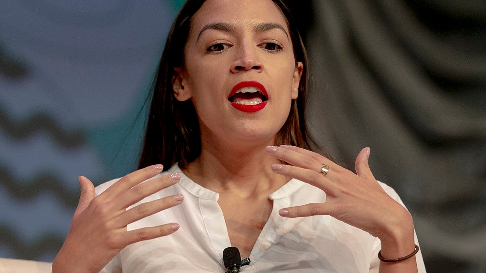 Rep. Alexandria Ocasio-Cortez, D-New York, speaks during South by Southwest on Saturday, March 9, 2019, in Austin, Texas. (Nick Wagner/Austin American-Statesman via AP)