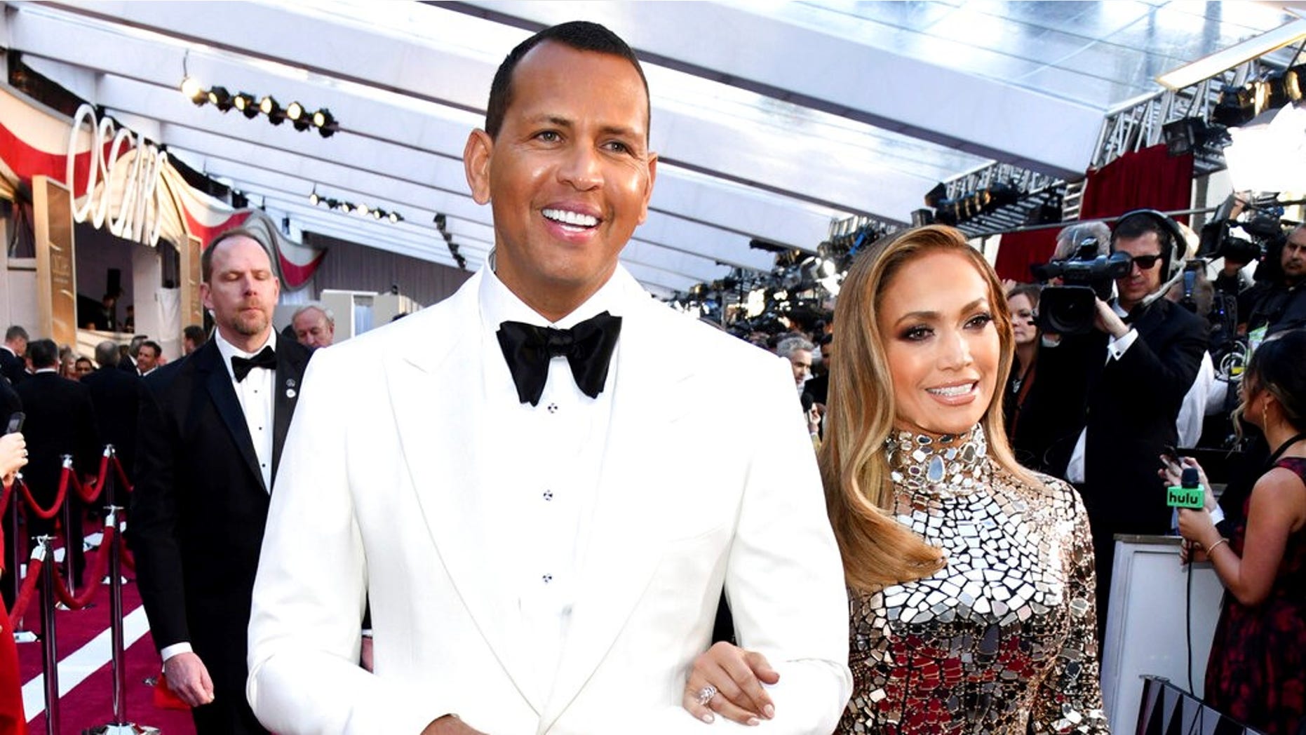 Alex Rodriguez and Jennifer Lopez arrive at the Oscars at the Dolby Theatre in Los Angeles on Feb. 24, 2019.