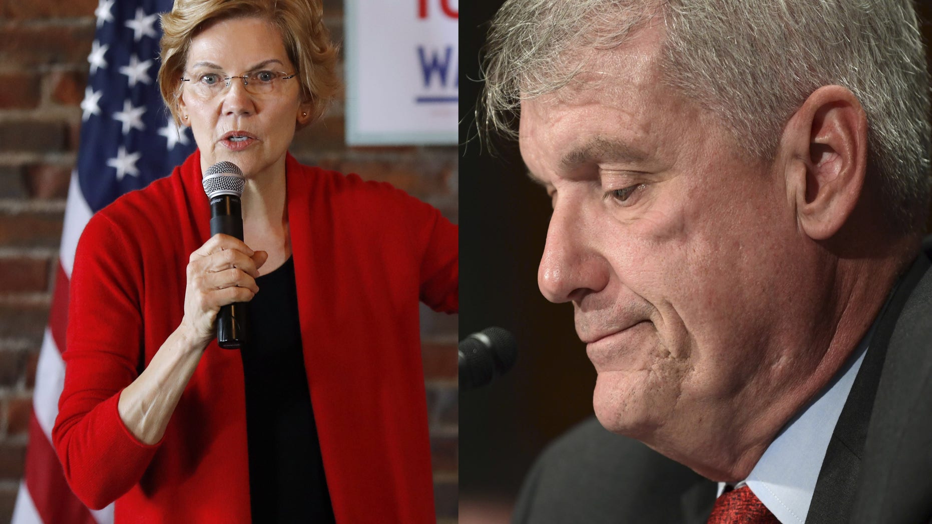 Sen. Elizabeth Warren, D-Mass., cheered at news that Wells Fargo CEO Tim Sloan announced his resignation Thursday.