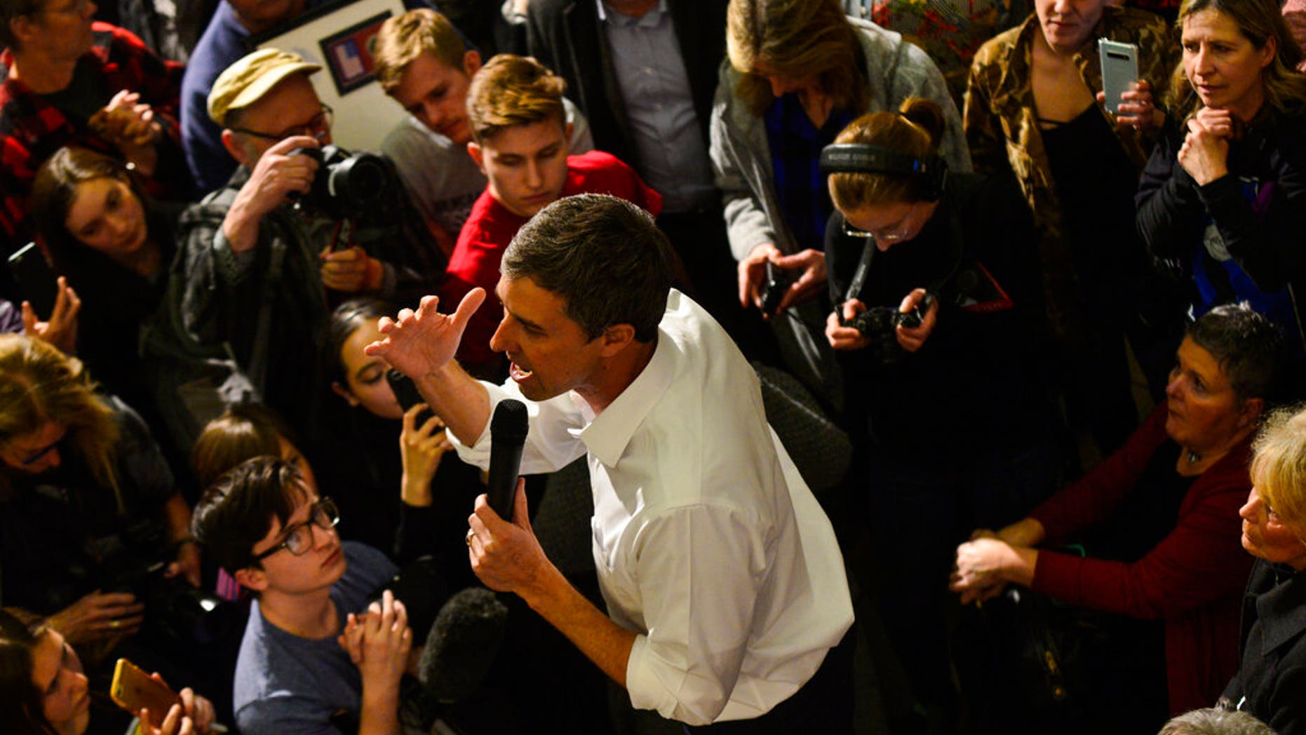 Former U.S. Rep. Beto O'Rourke, a Democratic presidential candidate, visits Keene State College in Keene, N.H., on Tuesday, March 19, 2019. (Kristopher Radder/The Brattleboro Reformer via AP)