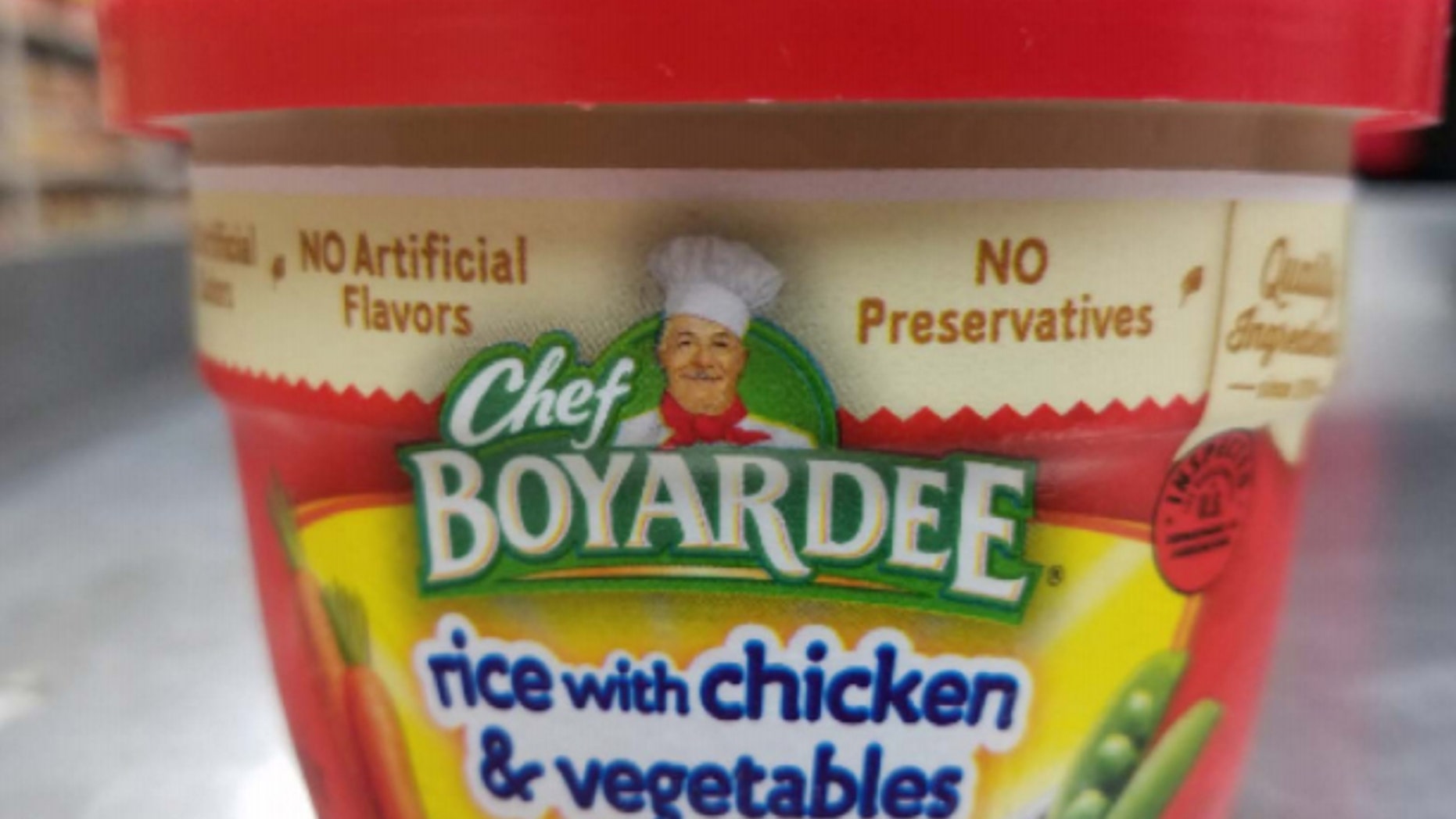 The affected products are labeled as "rice with chicken & vegetables," but actually contain beef ravioli.