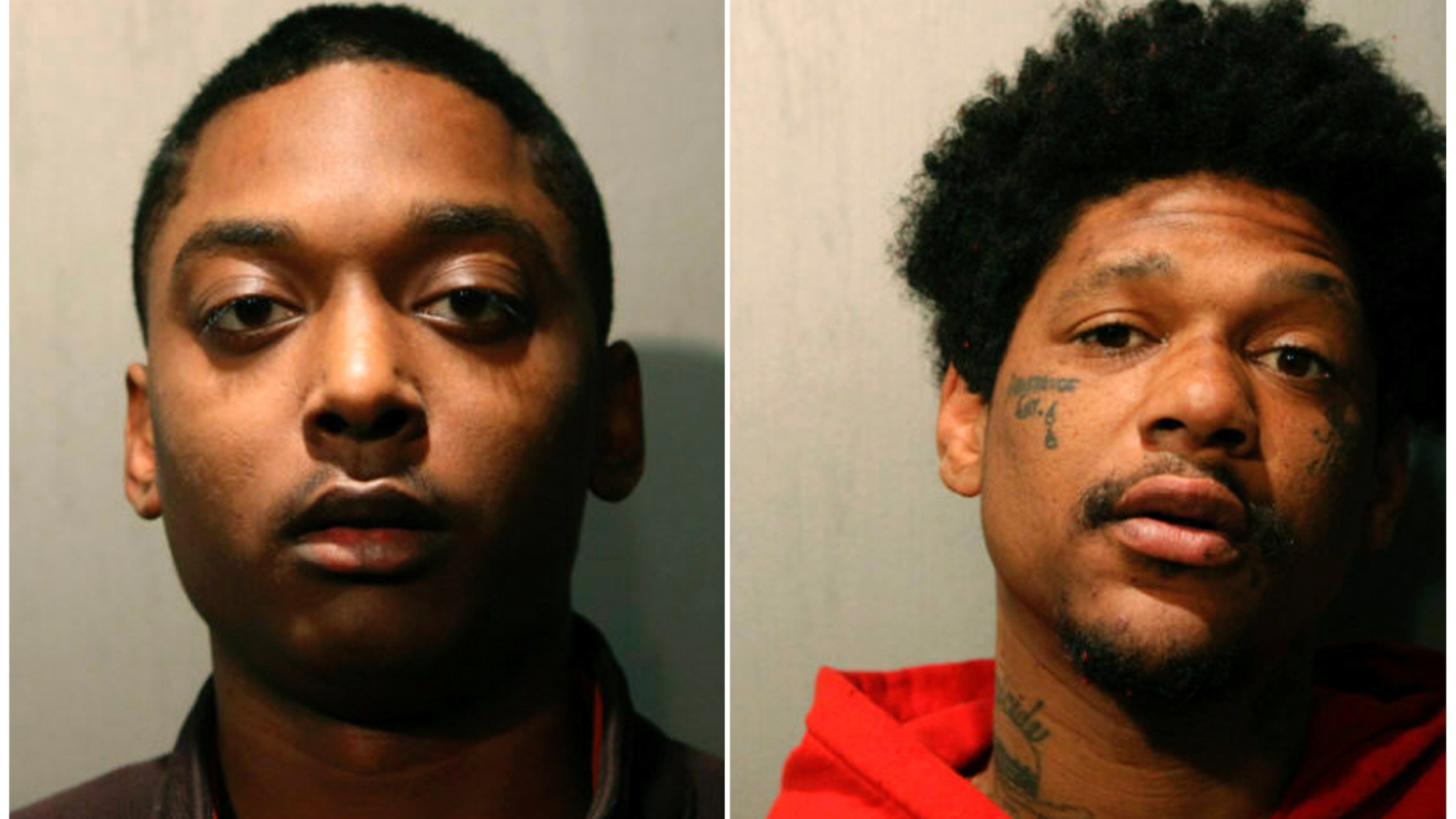 This combination of reservation photos published by the Chicago Police Service in March 2019 shows Menelik Jackson (left) and Jovan Battle. Both men are charged with first degree murder over the weekend killing a Chicago officer on leave who was repeatedly hit while sitting in a parked car. Chicago police announced on Monday (March 25th) that Jackson, of South Holland, and Battle of Chicago, were arrested for allegedly shooting at the car in the River North neighborhood, killing John Rivera. They are expected in court on Monday. (Chicago Police Department via AP)