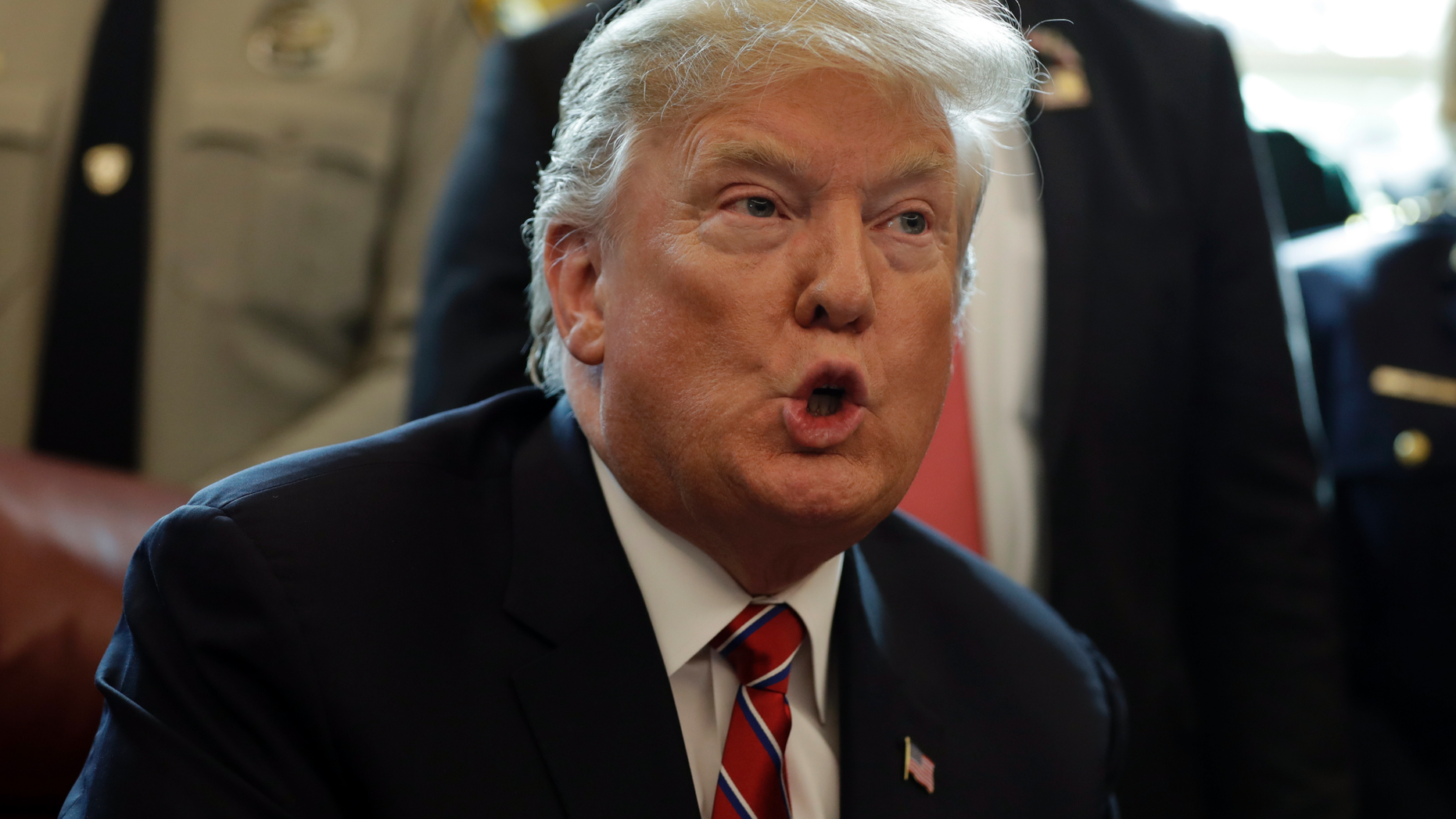 President Donald Trump speaks in the Oval Office of the White House, Friday, March 15, 2019, in Washington. (AP Photo/Evan Vucci)