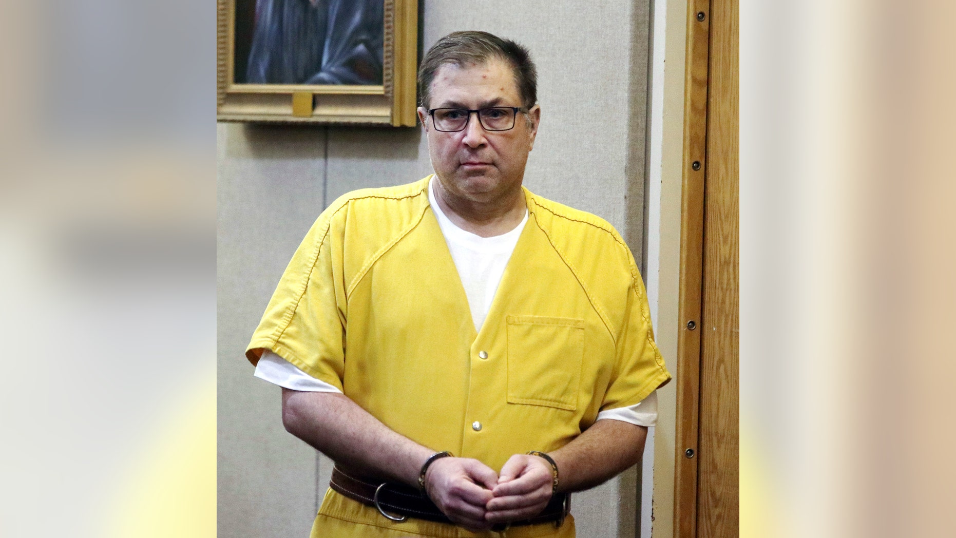 Paul Caneiro appears for his arraignment in the murders of his brother and his brother's family, before Judge Joseph W. Oxley at the Monmouth County Courthouse in Freehold, N.J., Monday, March 18, 2019. The New Jersey businessman pleaded not guilty to felony murder and other charges. (Tanya Breen/NJ Advance Media via AP, Pool)