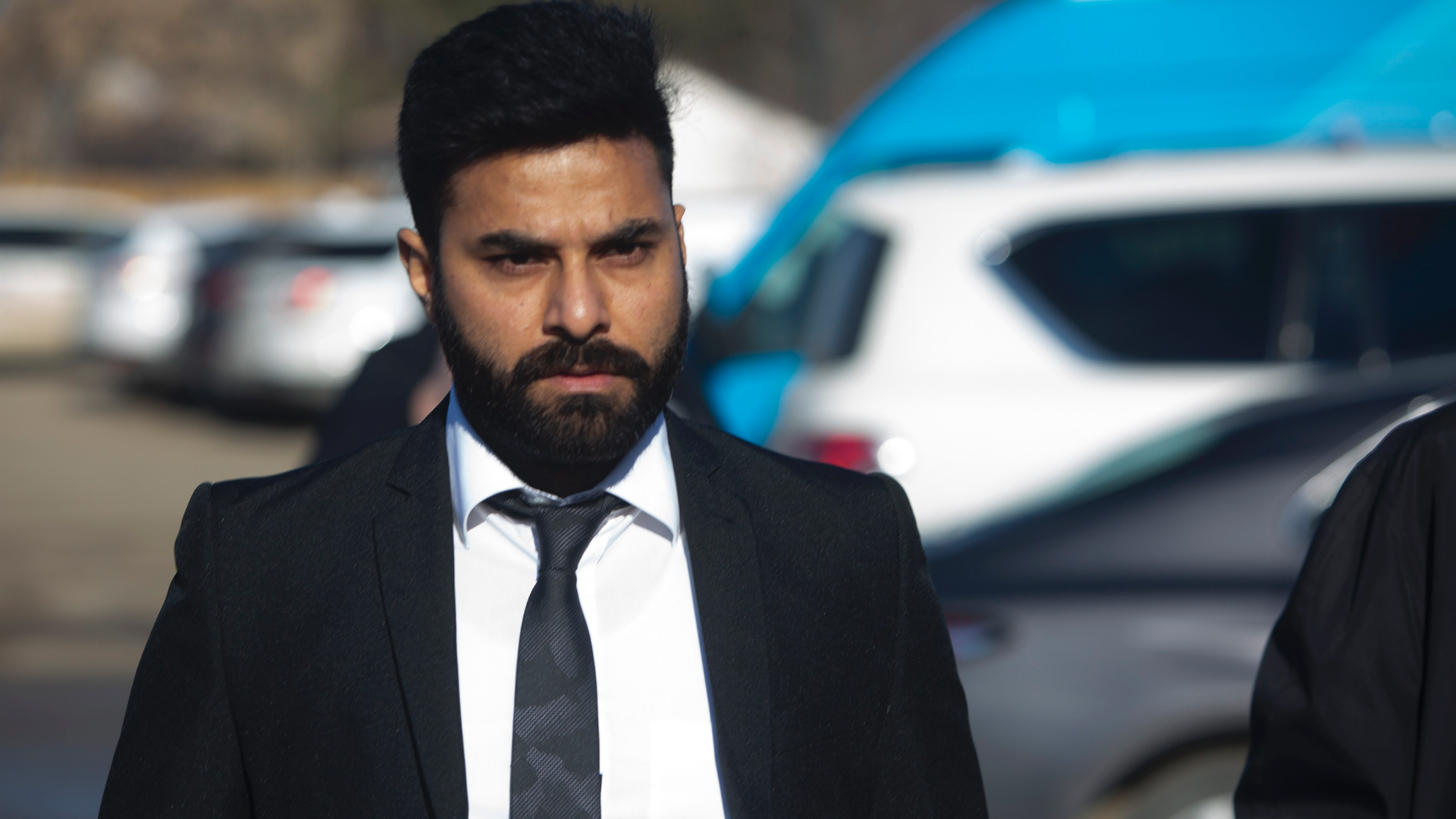 Jaskirat Singh Sidhu arrives for his sentencing hearing in Melfort, Saskatchewan, Friday. (Kayle Neis/The Canadian Press via AP)